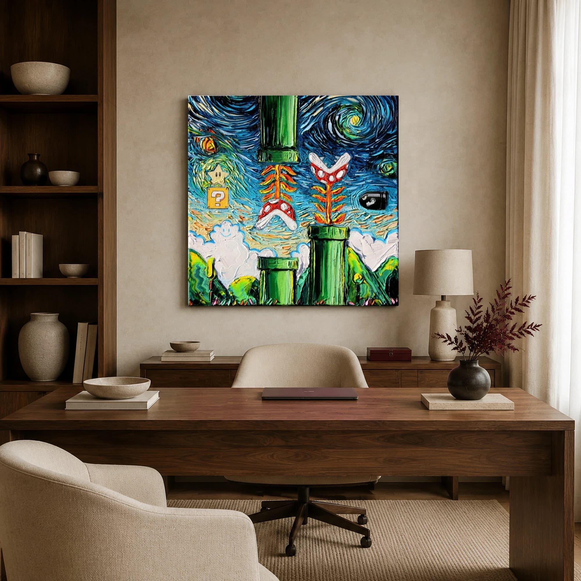 Starry Night Over The Mushroom Kingdom Canvas Print, view 3