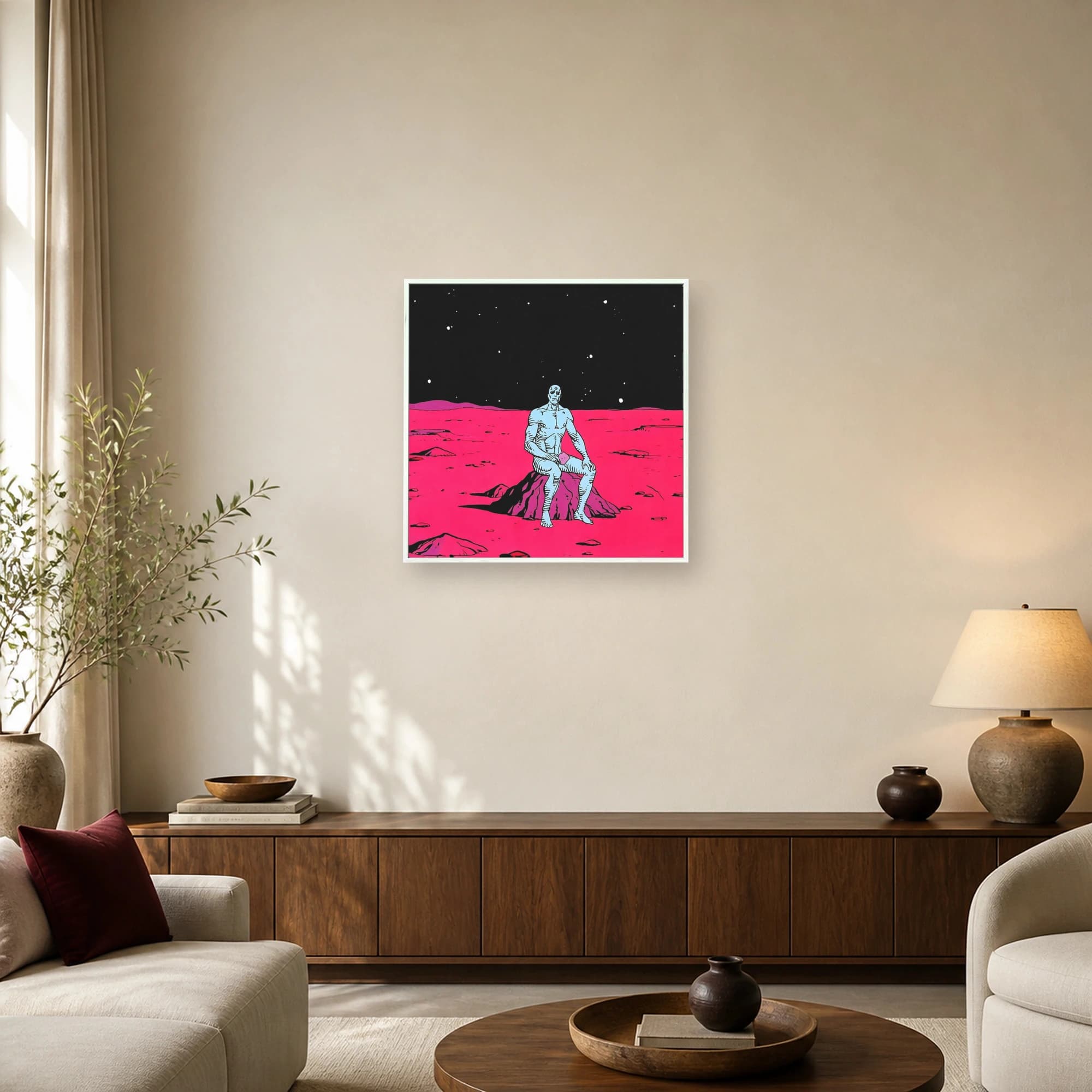 Sci-Fi Blue Man on Martian Landscape Canvas Print, view 3