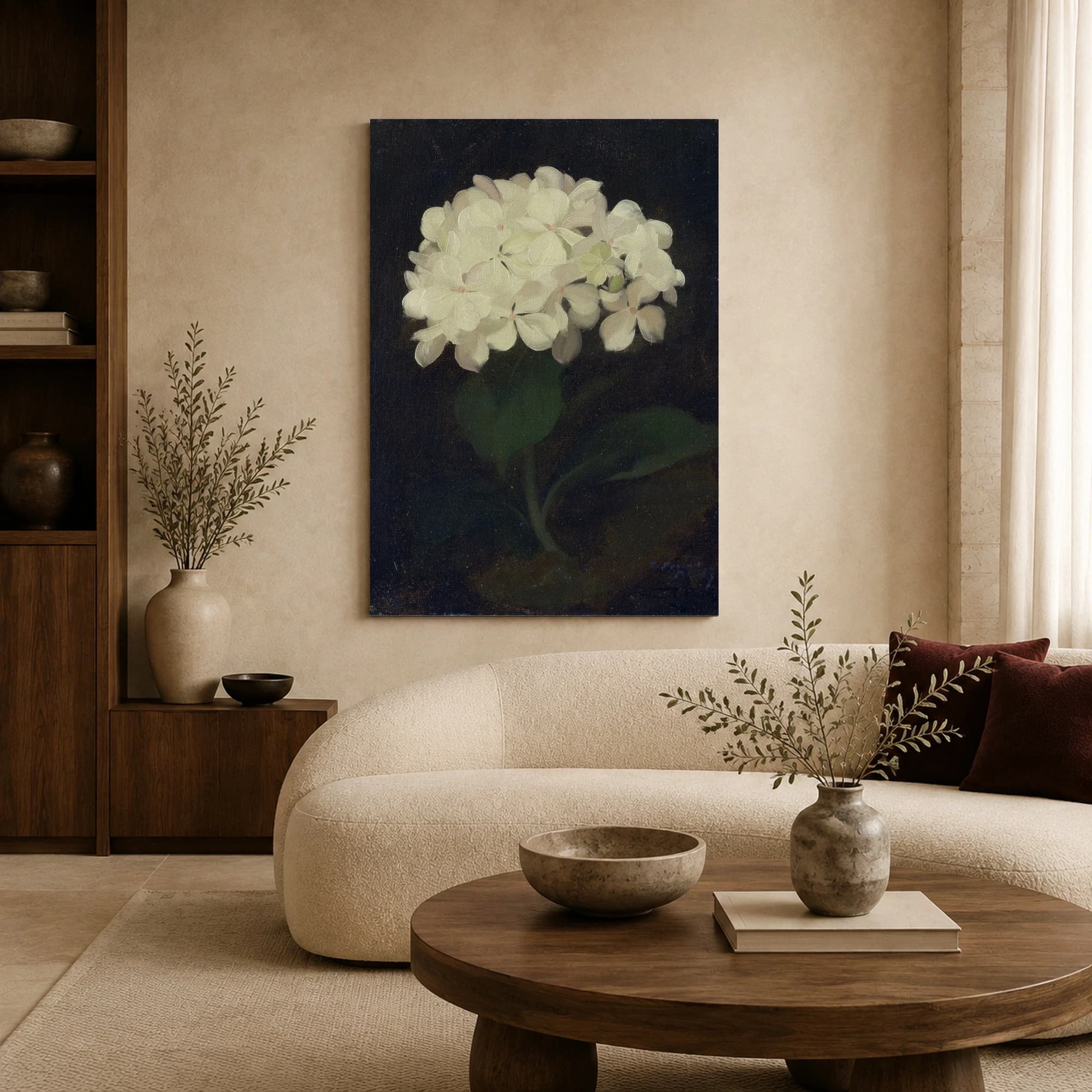Vintage White Hydrangea Botanical Fine Art Print, view 3