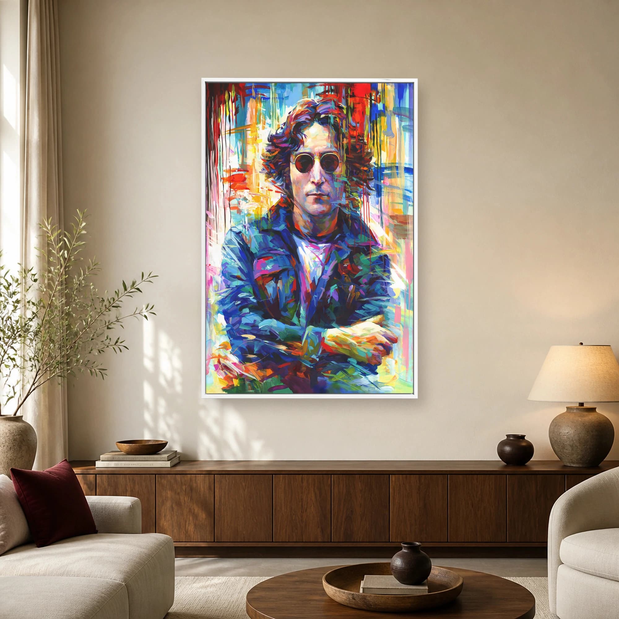 John Lennon Colorful Pop Art Portrait Canvas Print, view 2