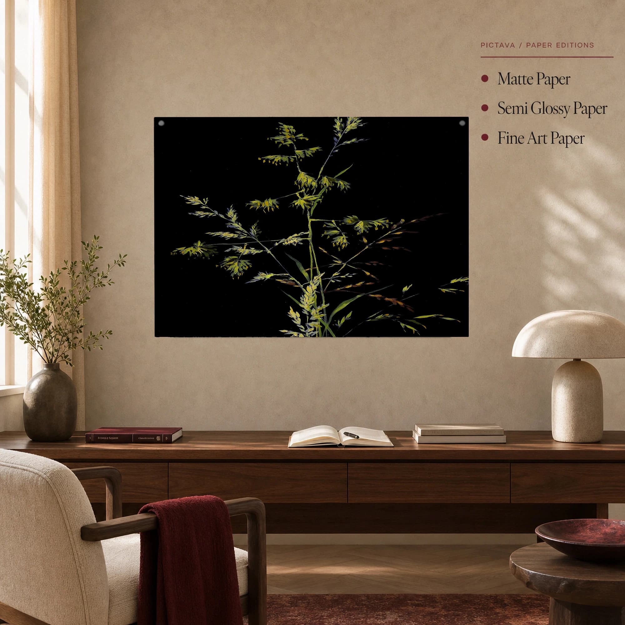 Nocturnal Botanical Grasses Canvas Art, view 4