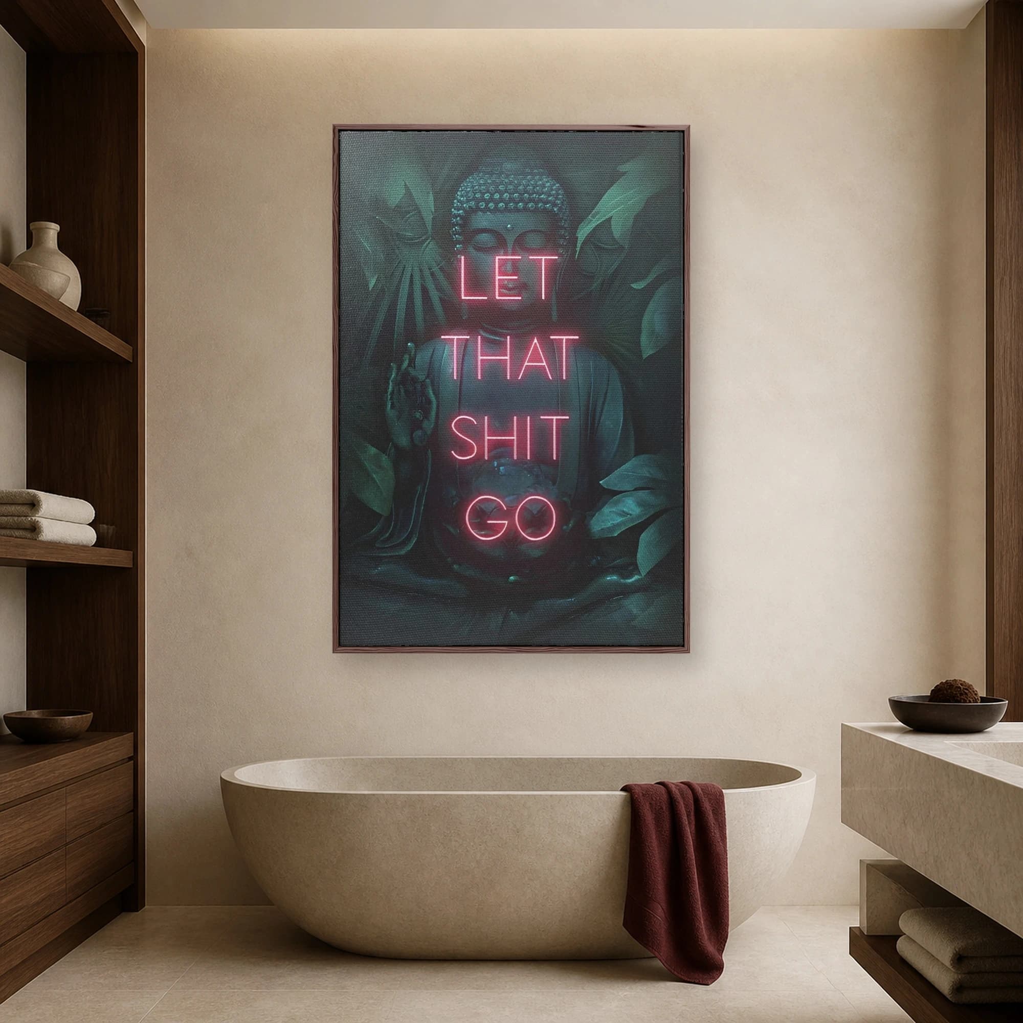 Let That Shit Go Buddha Neon Canvas Wall Art, view 4
