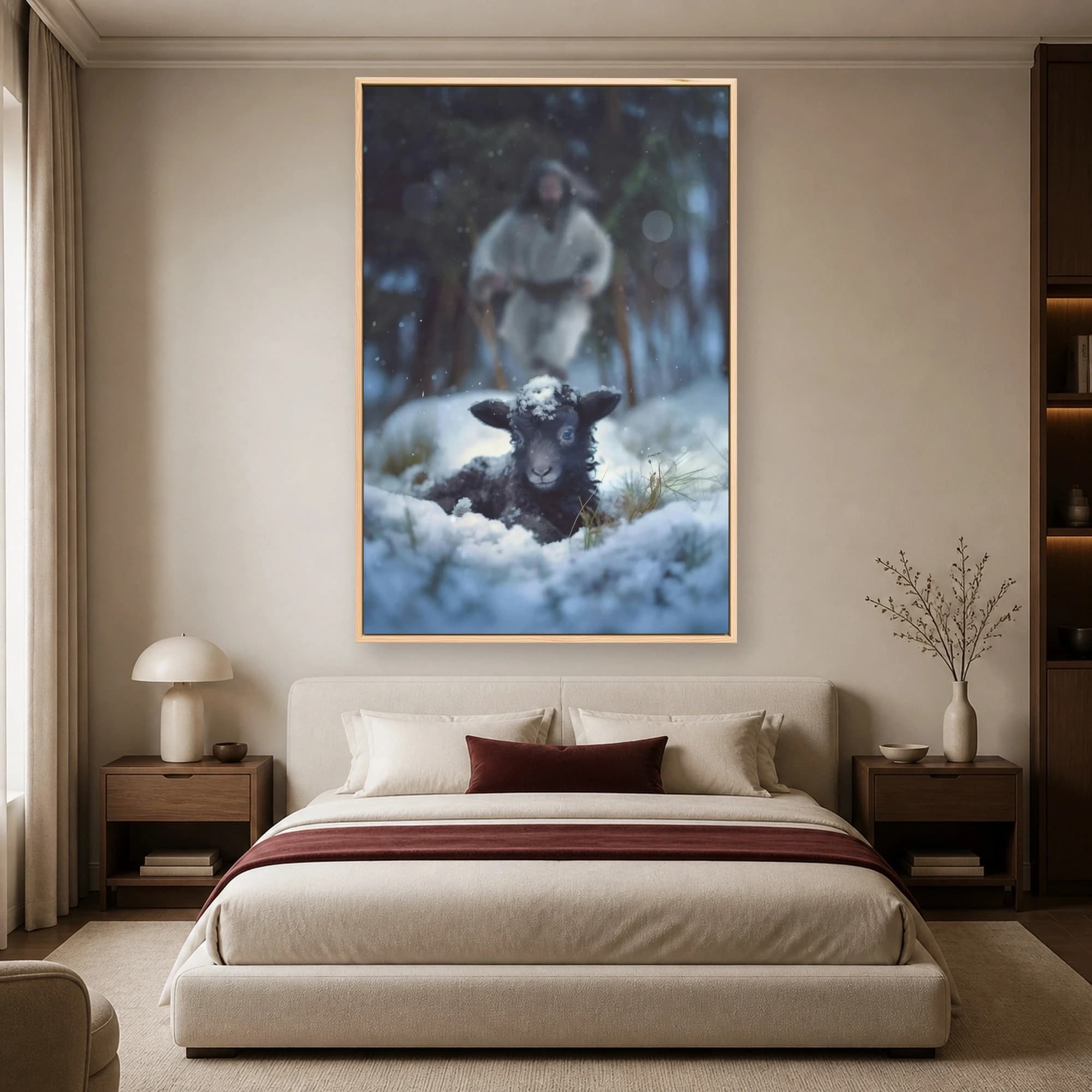 The Rescuer and the Lost Lamb Winter Wall Art, view 5