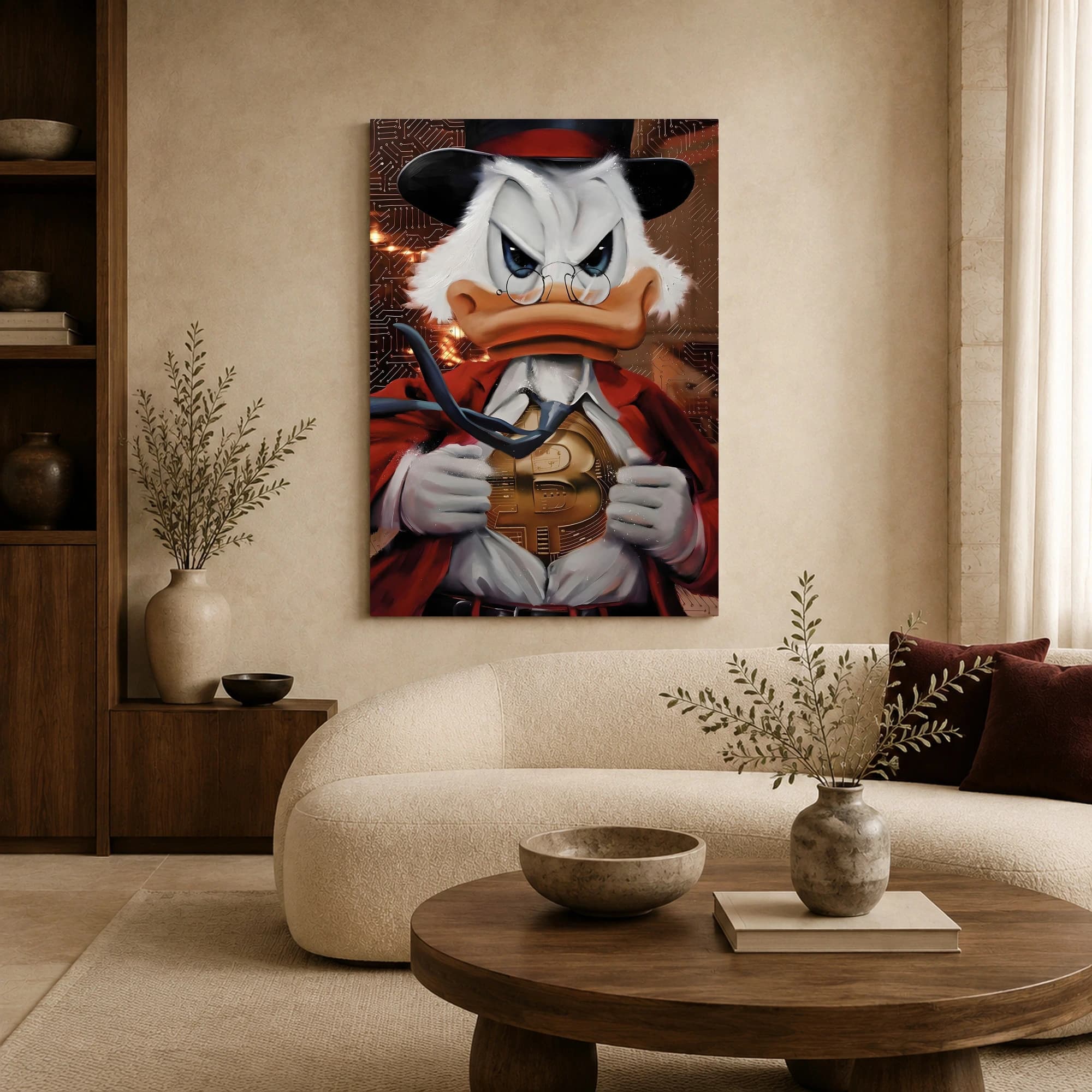 Crypto Tycoon Duck Canvas Print | Bitcoin Wall Art, view 2