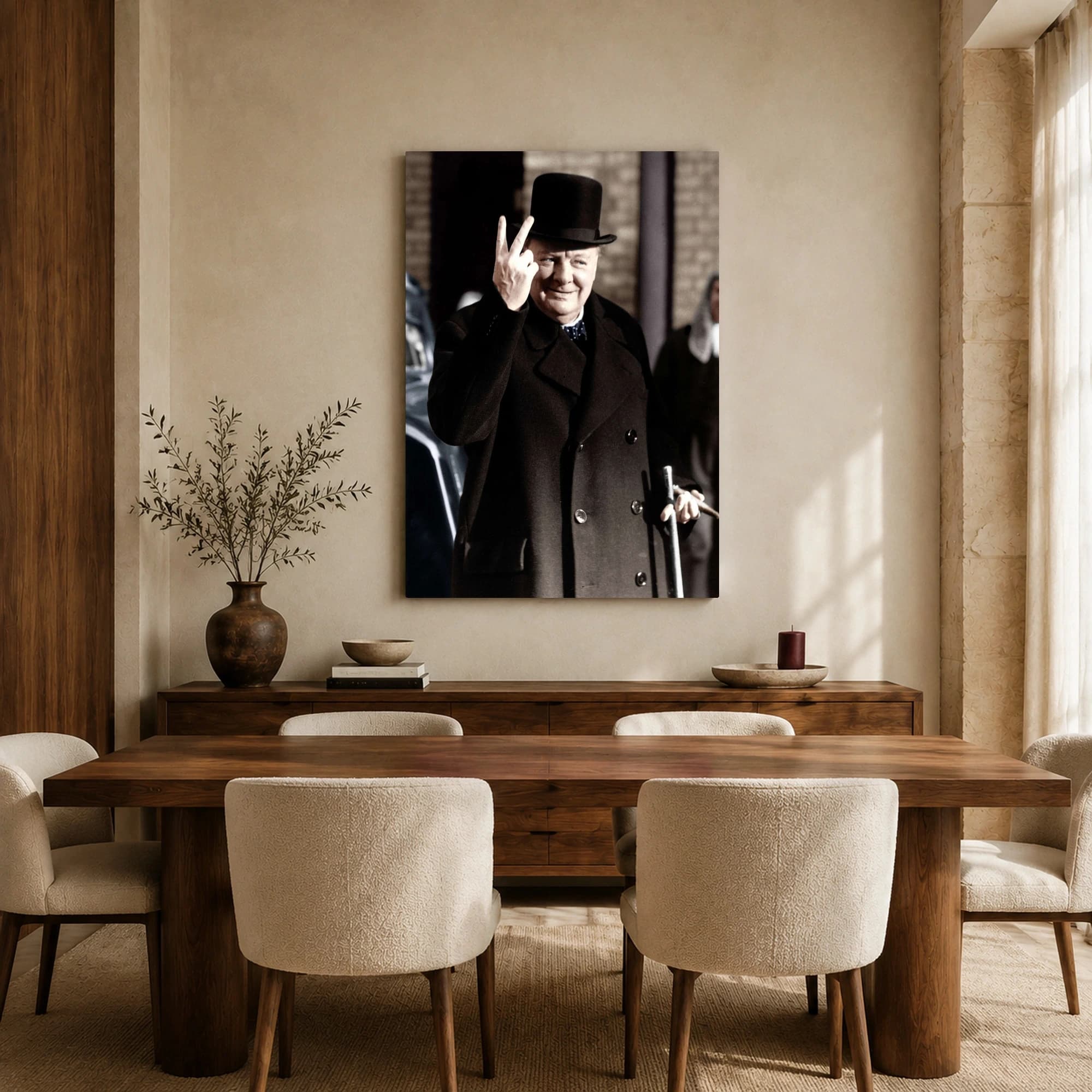 Winston Churchill Victory Salute Historic Portrait Art, view 5