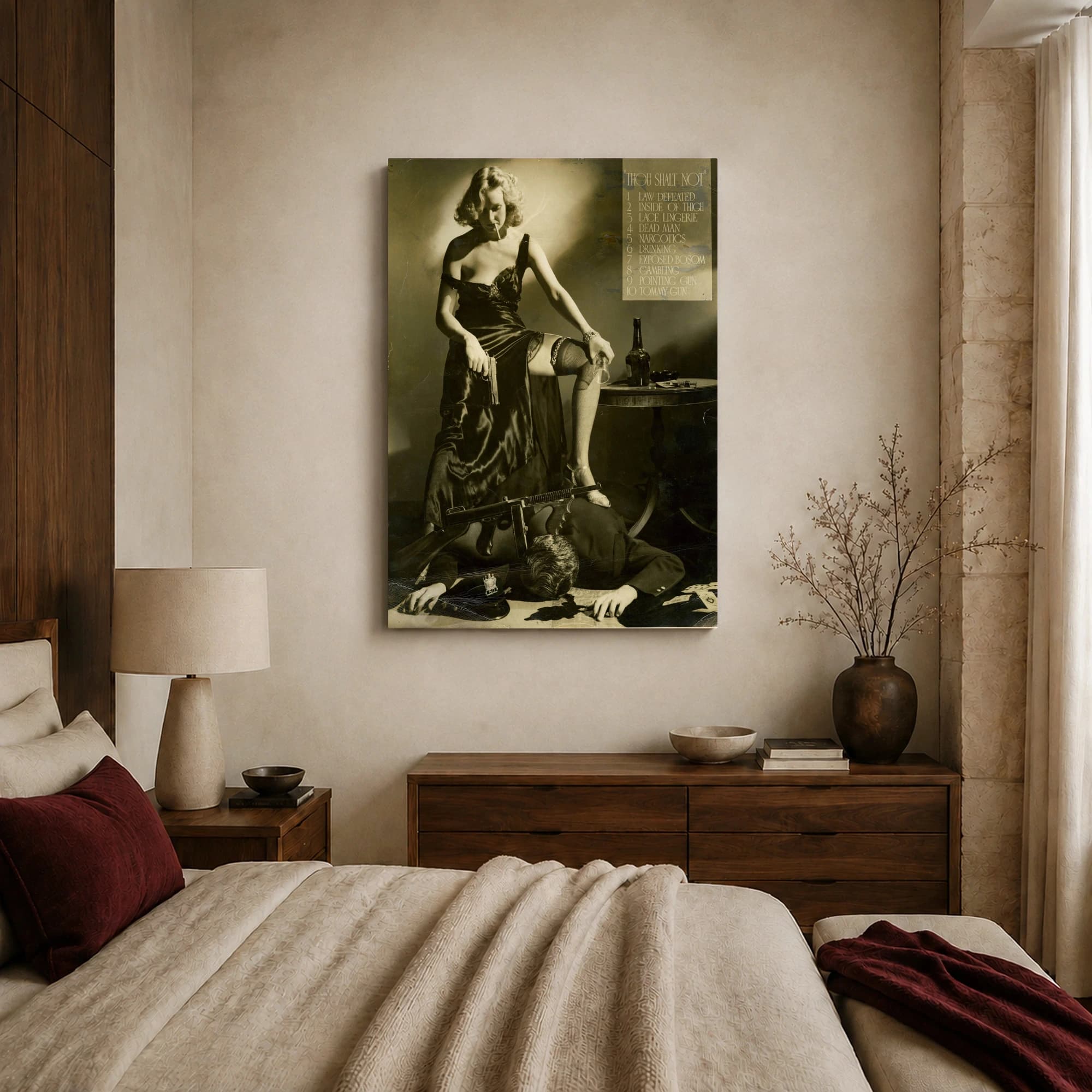 Vintage Film Noir Gangster Femme Fatale Wall Art, view 4