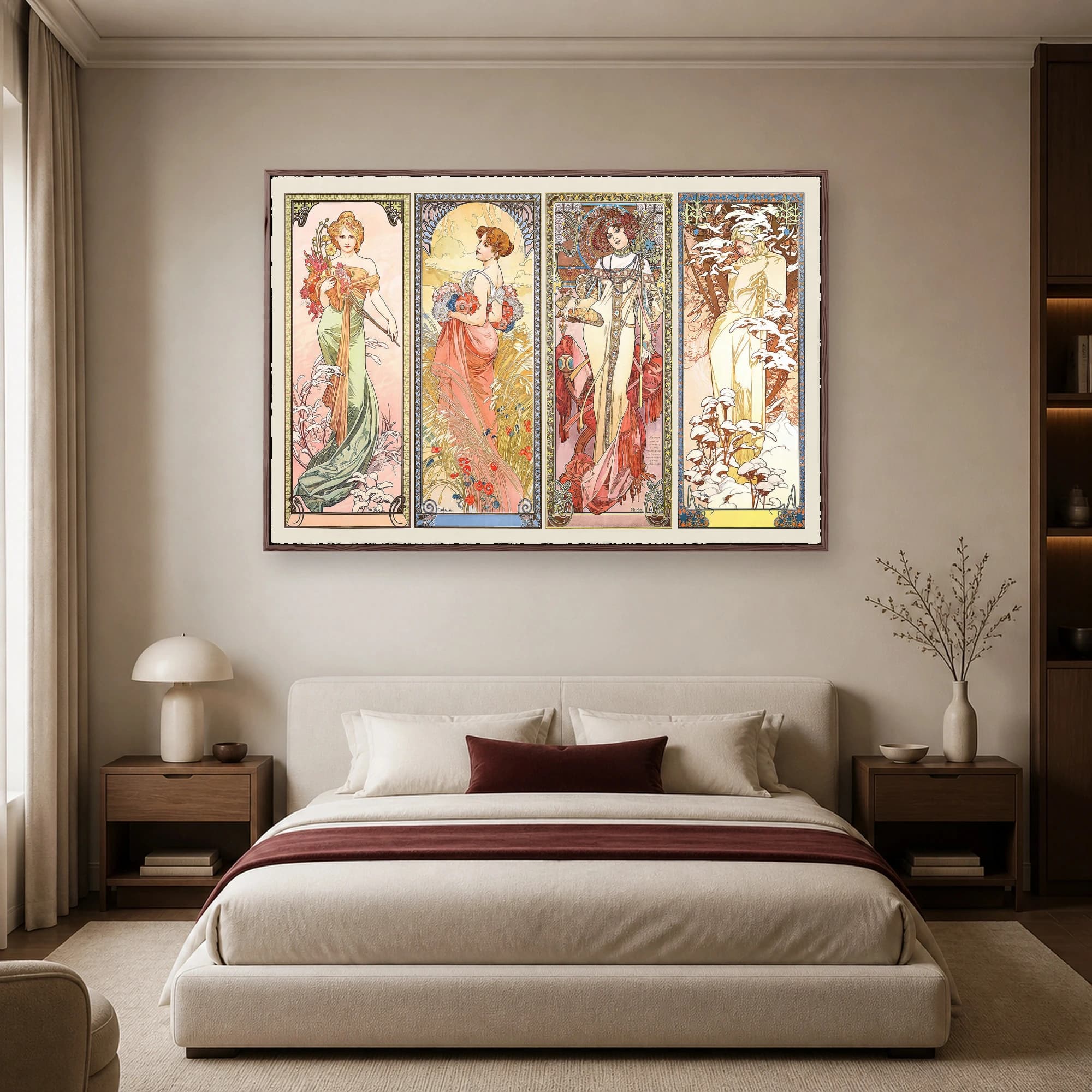 The Four Seasons Art Nouveau Vintage Wall Art by Alphonse Mucha, view 5