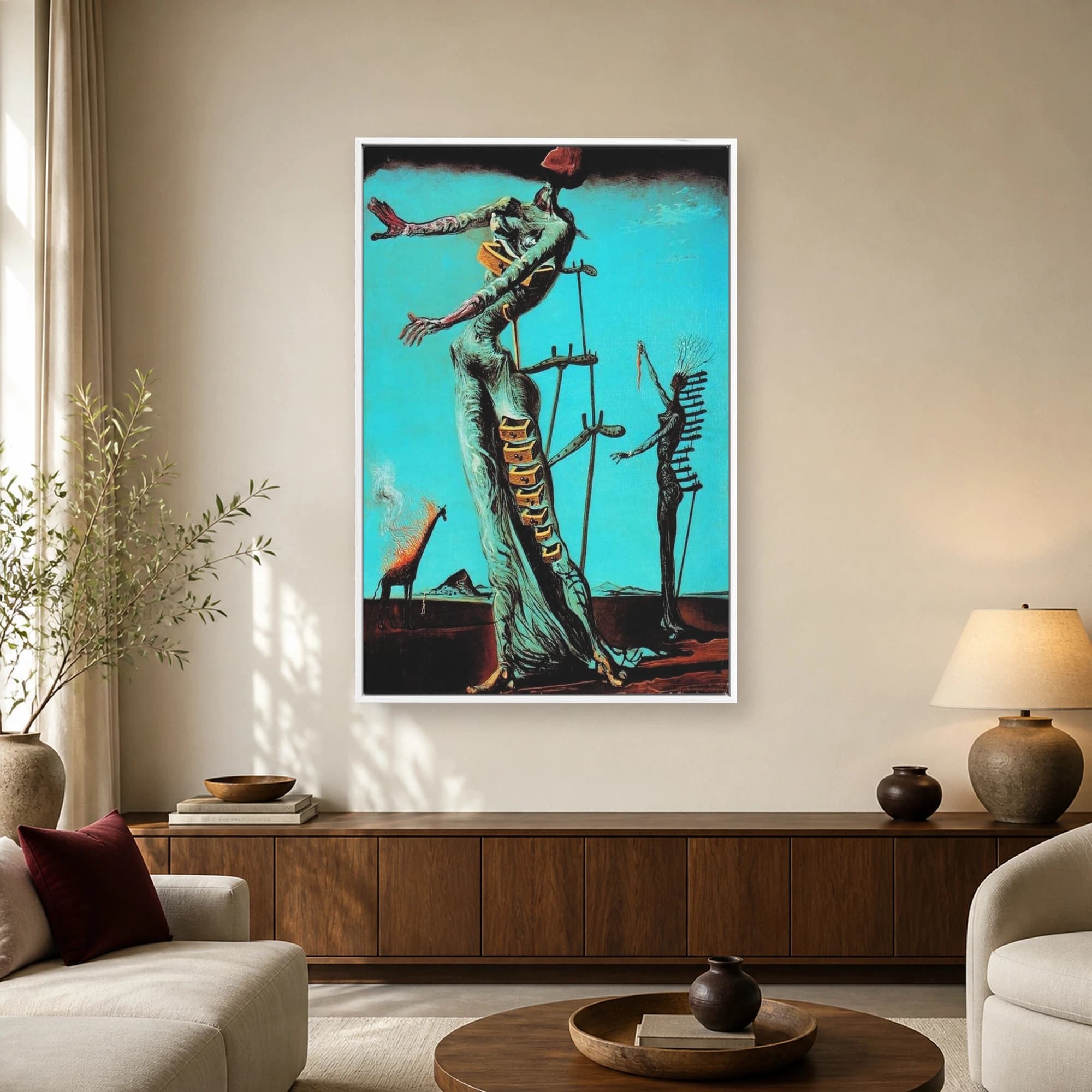 The Burning Giraffe by Salvador Dali Surrealist Art Print, view 2