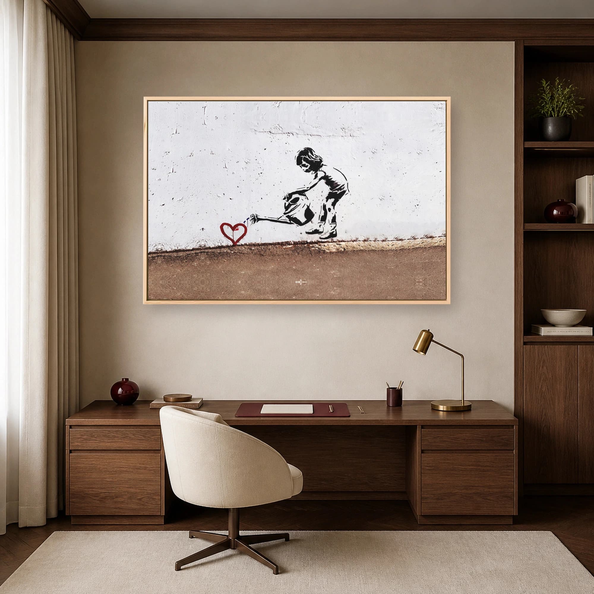 Girl Watering Heart Street Art Canvas Print, view 6