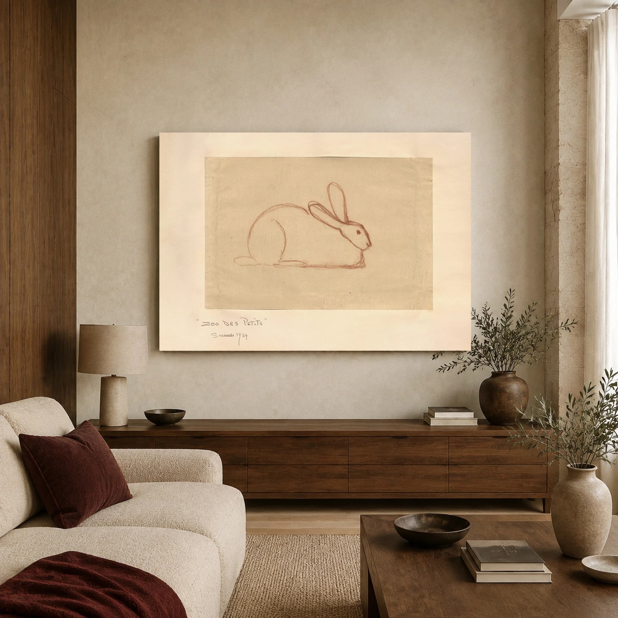 Zoo des Petits Vintage Rabbit Sketch Art Print, view 2