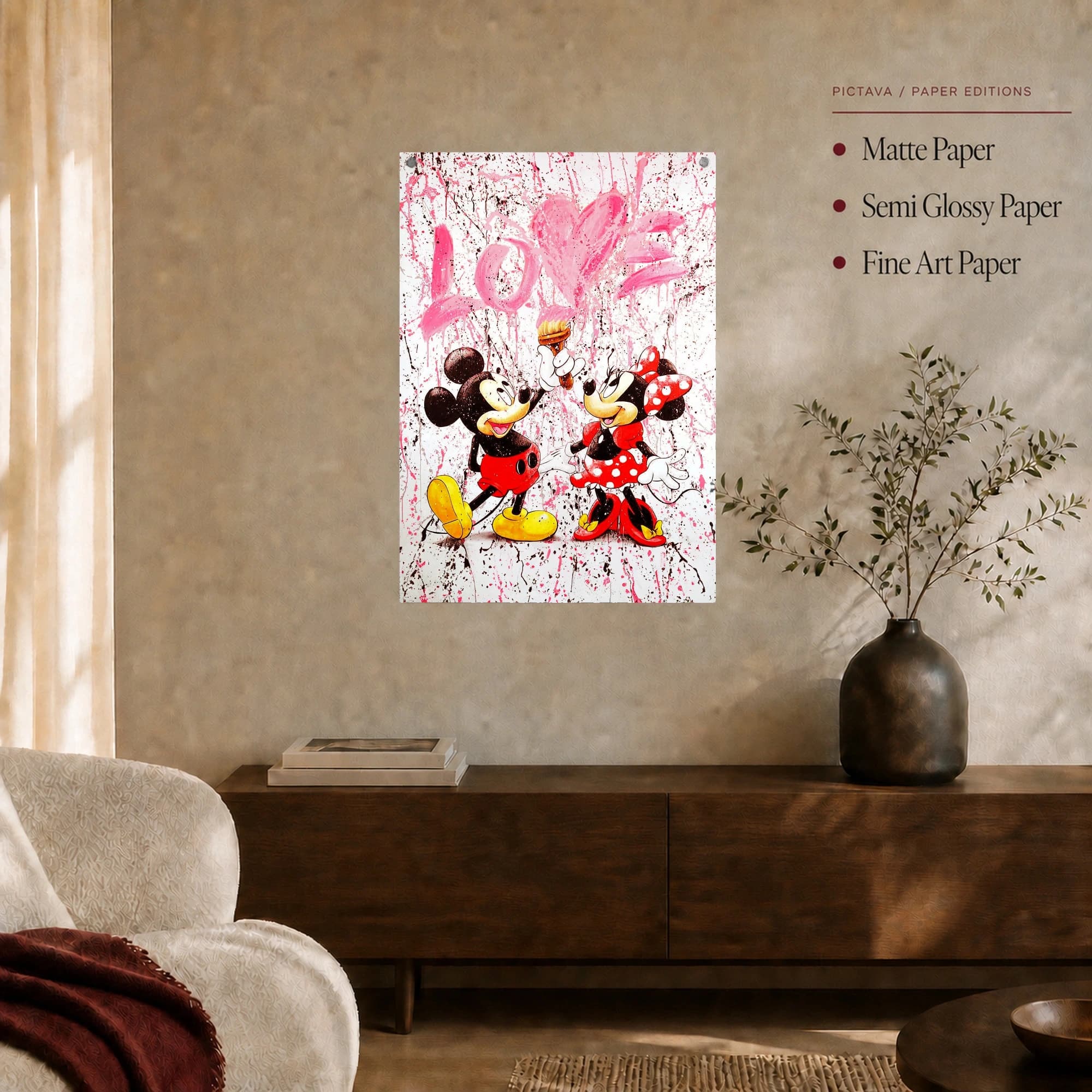 Mickey and Minnie Love Pop Art Canvas Print, view 7