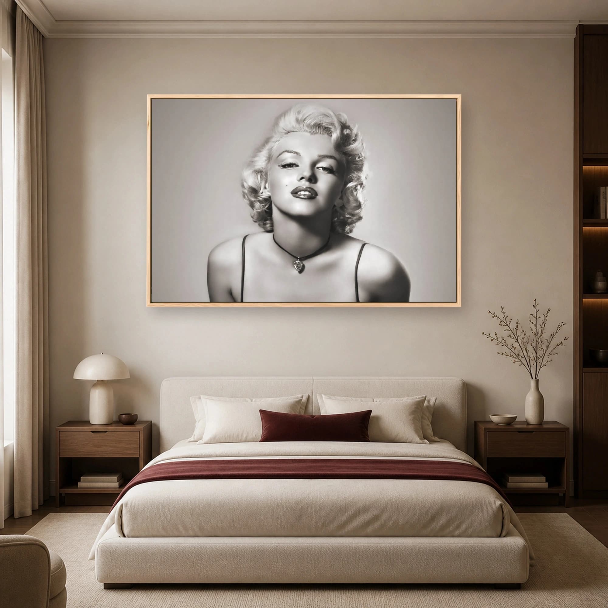 Classic Hollywood Glamour Icon Black and White Portrait Wall Art, view 5