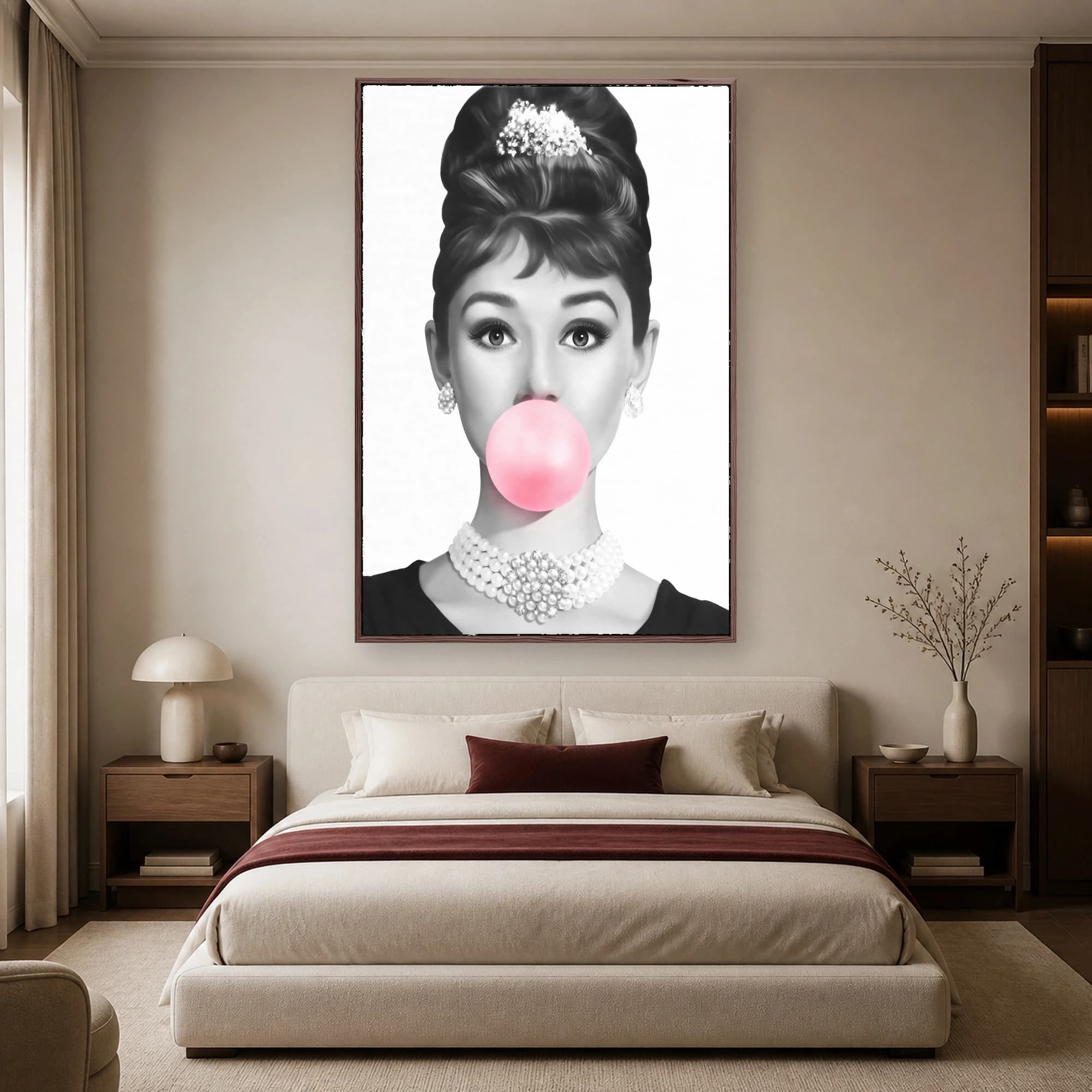 Audrey Hepburn Bubblegum Wall Art Print - Pop Art Canvas, view 4