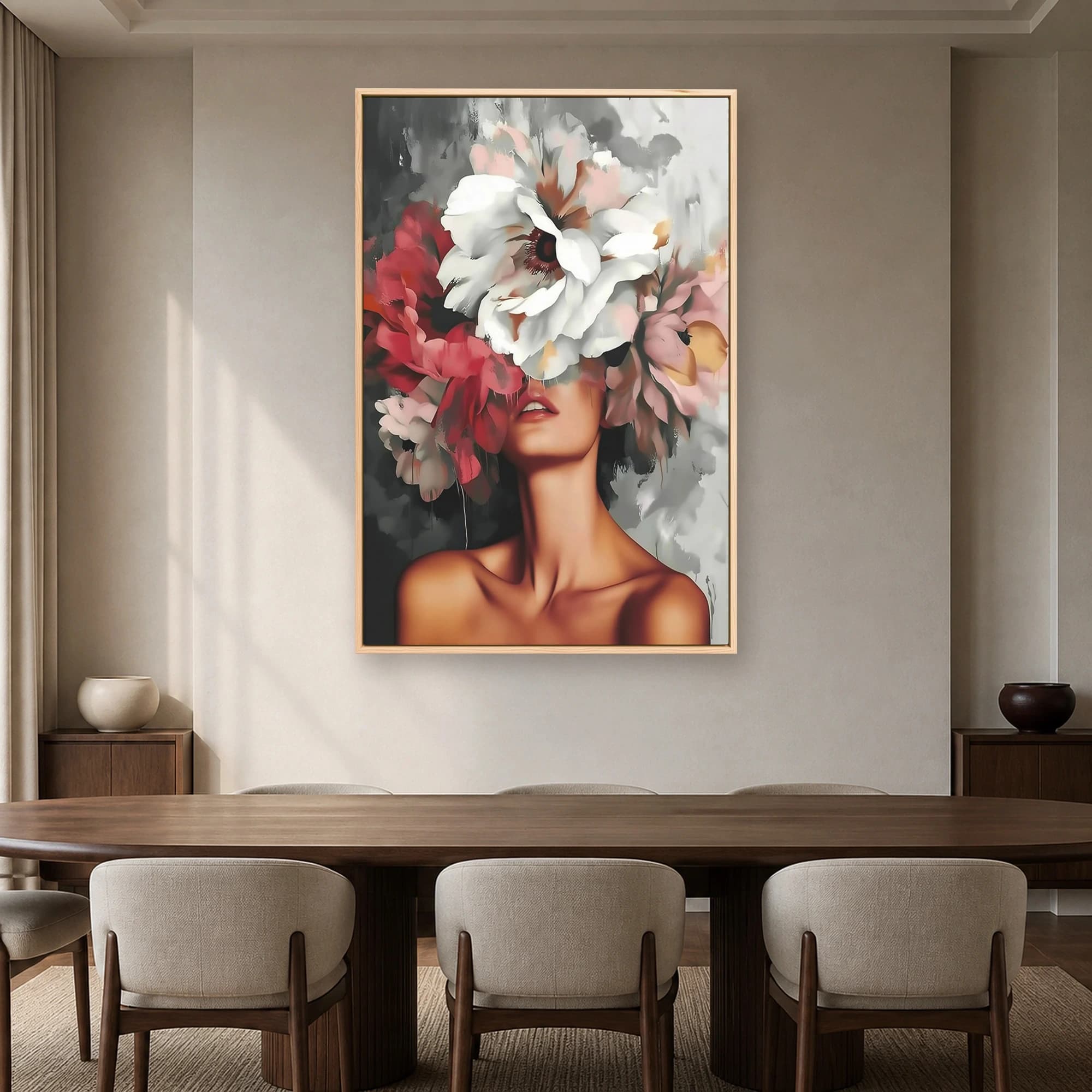 Floral Crown Portrait Surreal Canvas Print, view 5