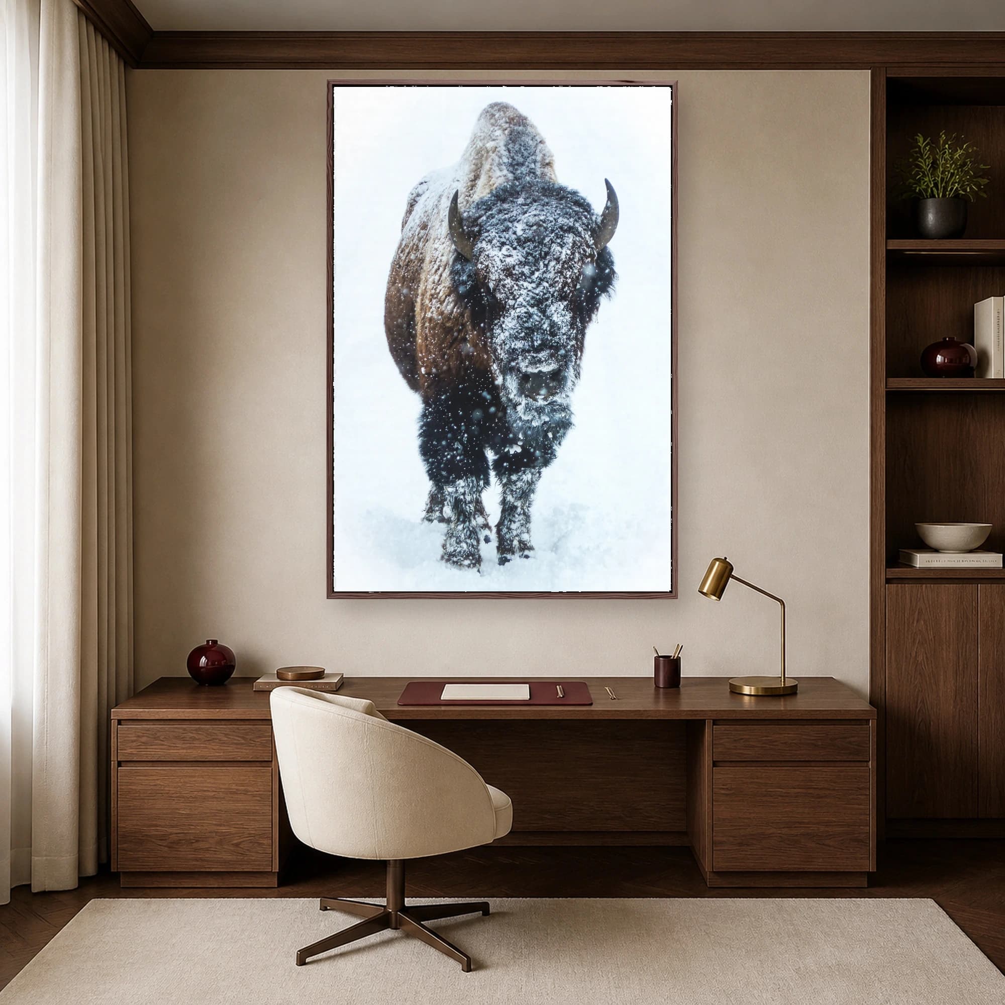 Frost-Covered Bison in Snow Wall Art, view 3