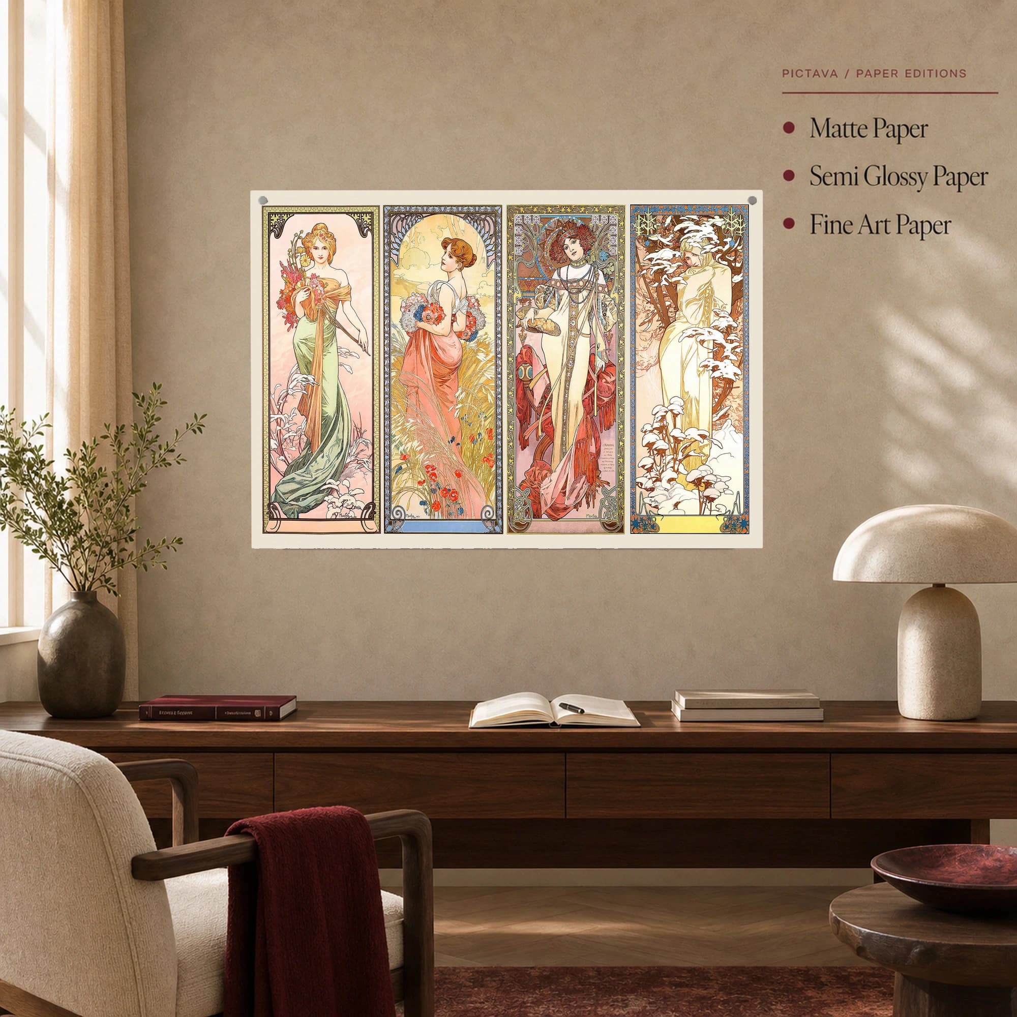The Four Seasons Art Nouveau Vintage Wall Art by Alphonse Mucha, view 4