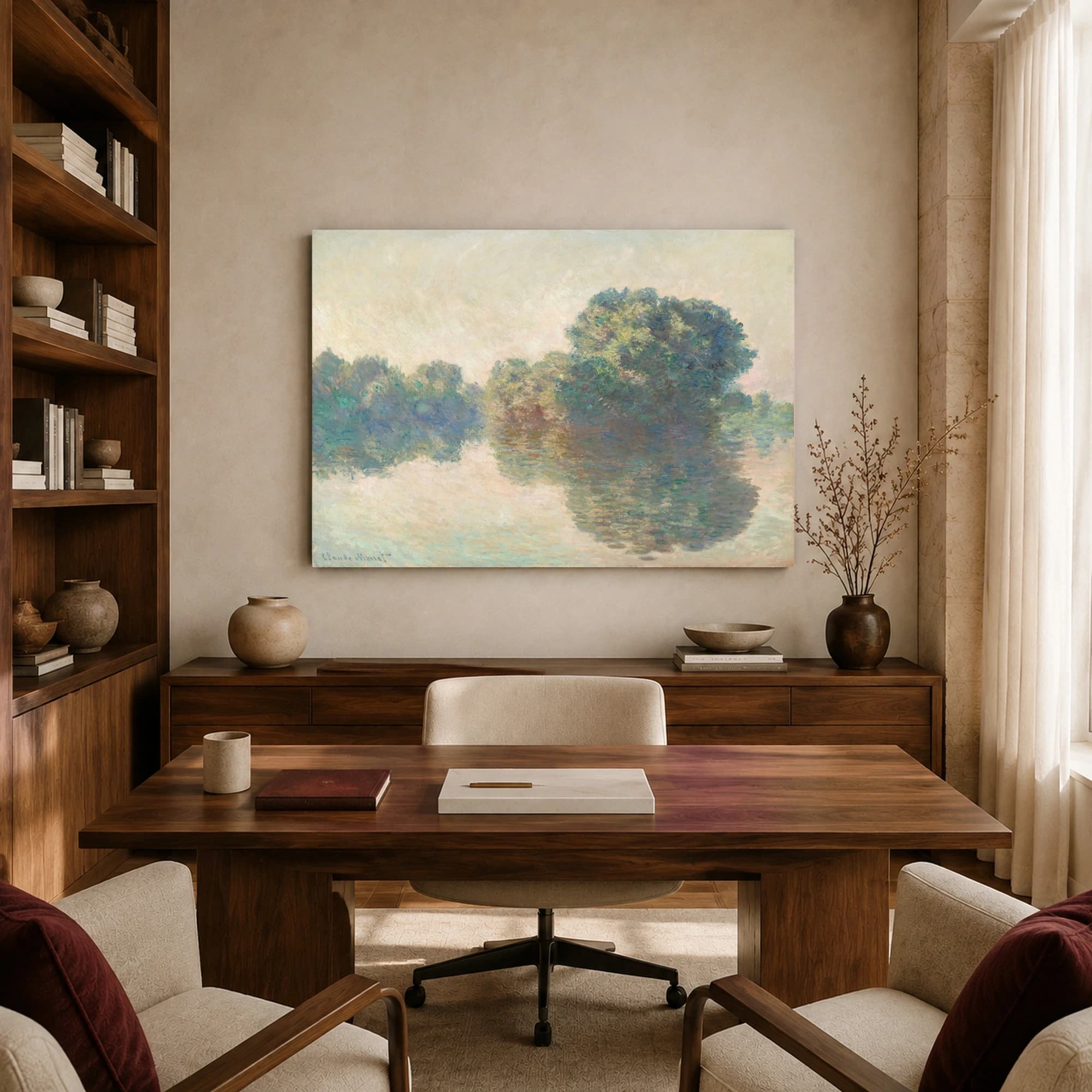 Trees on the River Bank – Impressionist Canvas Print, view 8