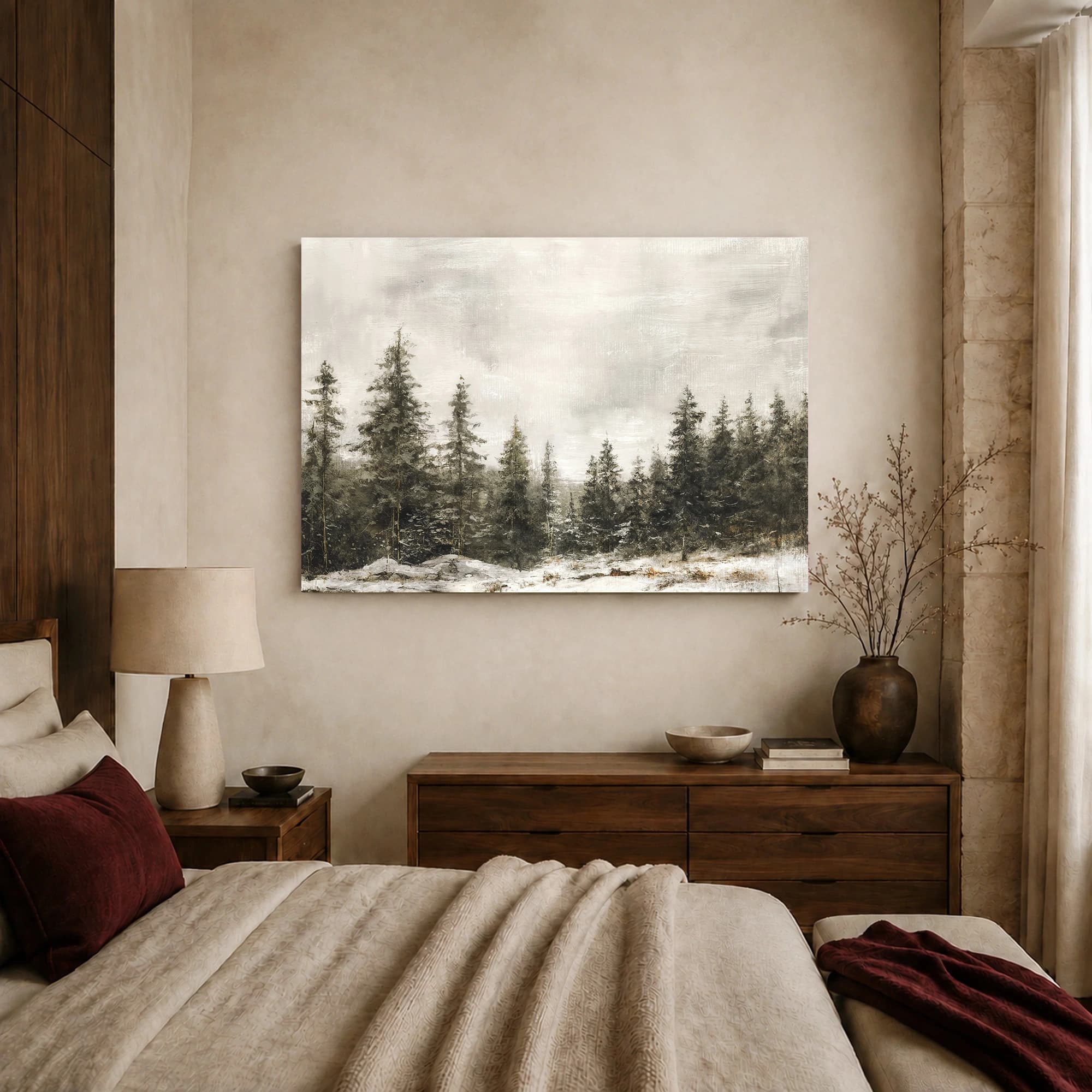 Winter Pine Forest Landscape Canvas Print, view 8