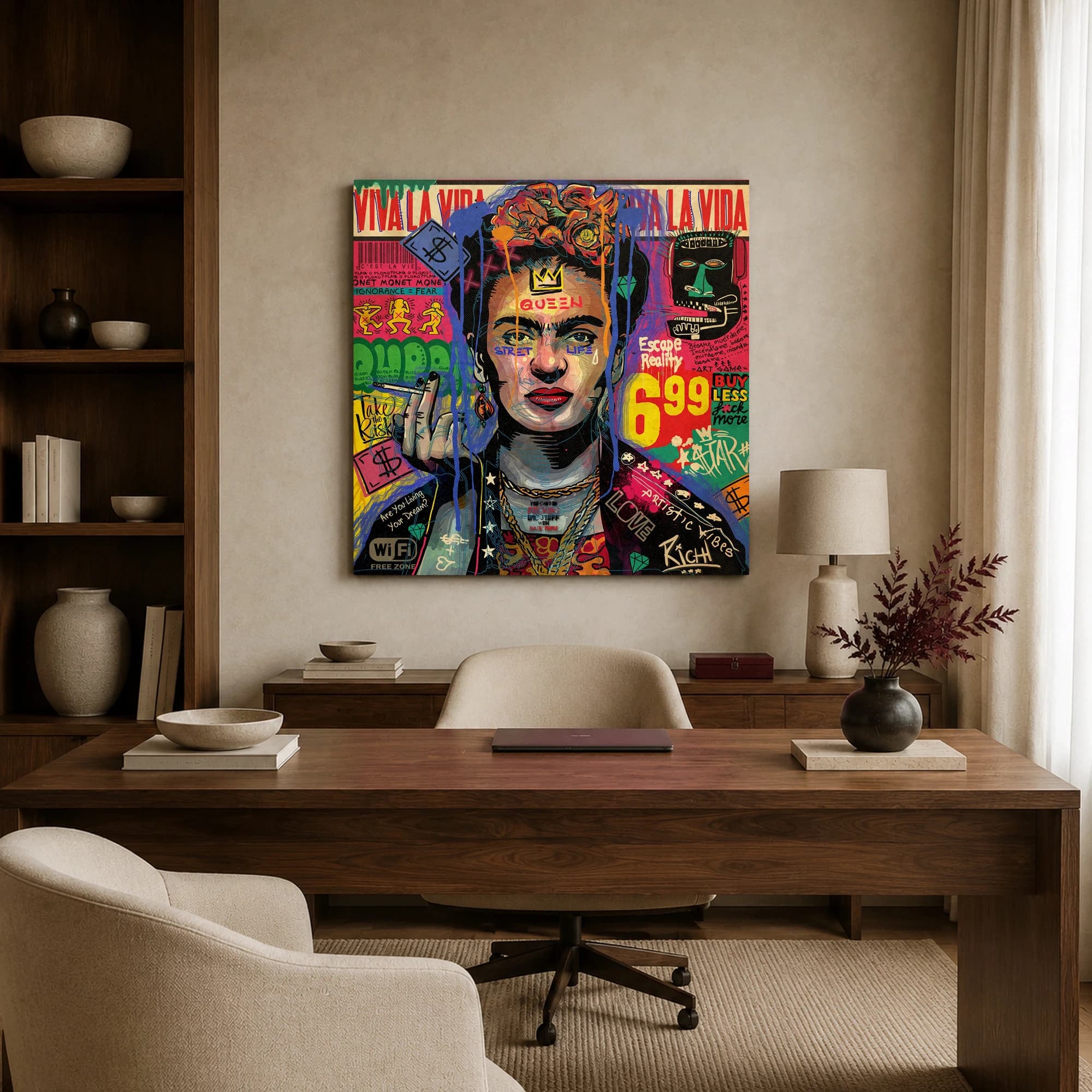 Frida Kahlo Street Art Pop Culture Canvas Print, view 4