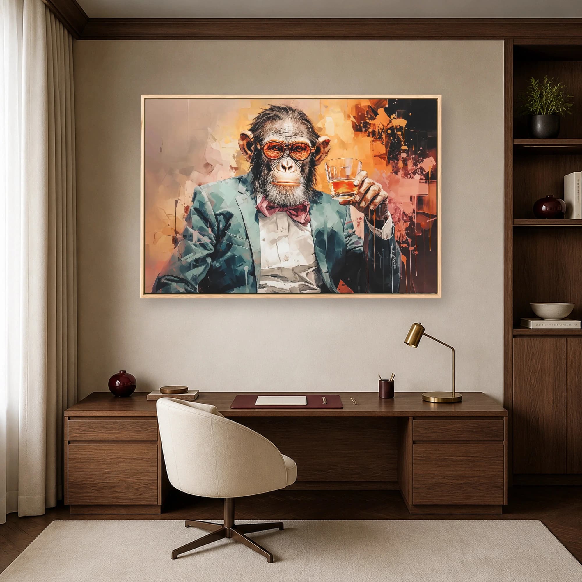 Sophisticated Primate with Whiskey Canvas Print, view 7
