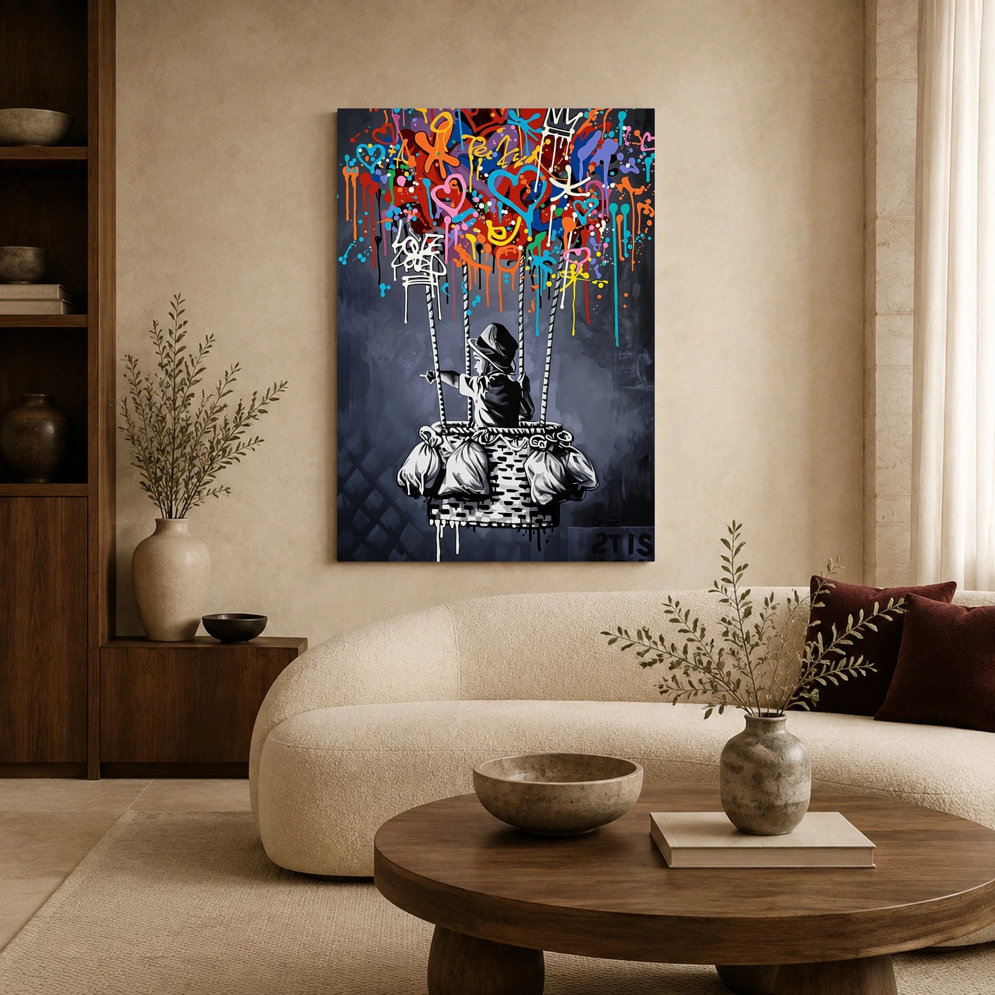 Banksy Style Balloon Boy Graffiti Wall Art Canvas, view 6