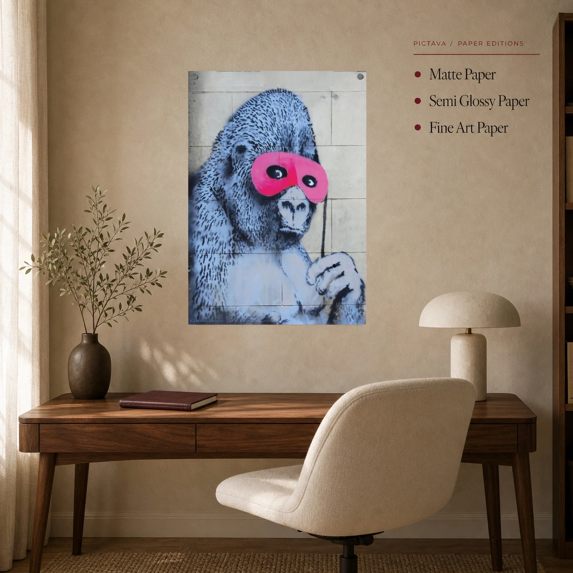 Gorilla with Pink Mask Street Art Canvas Print, view 7