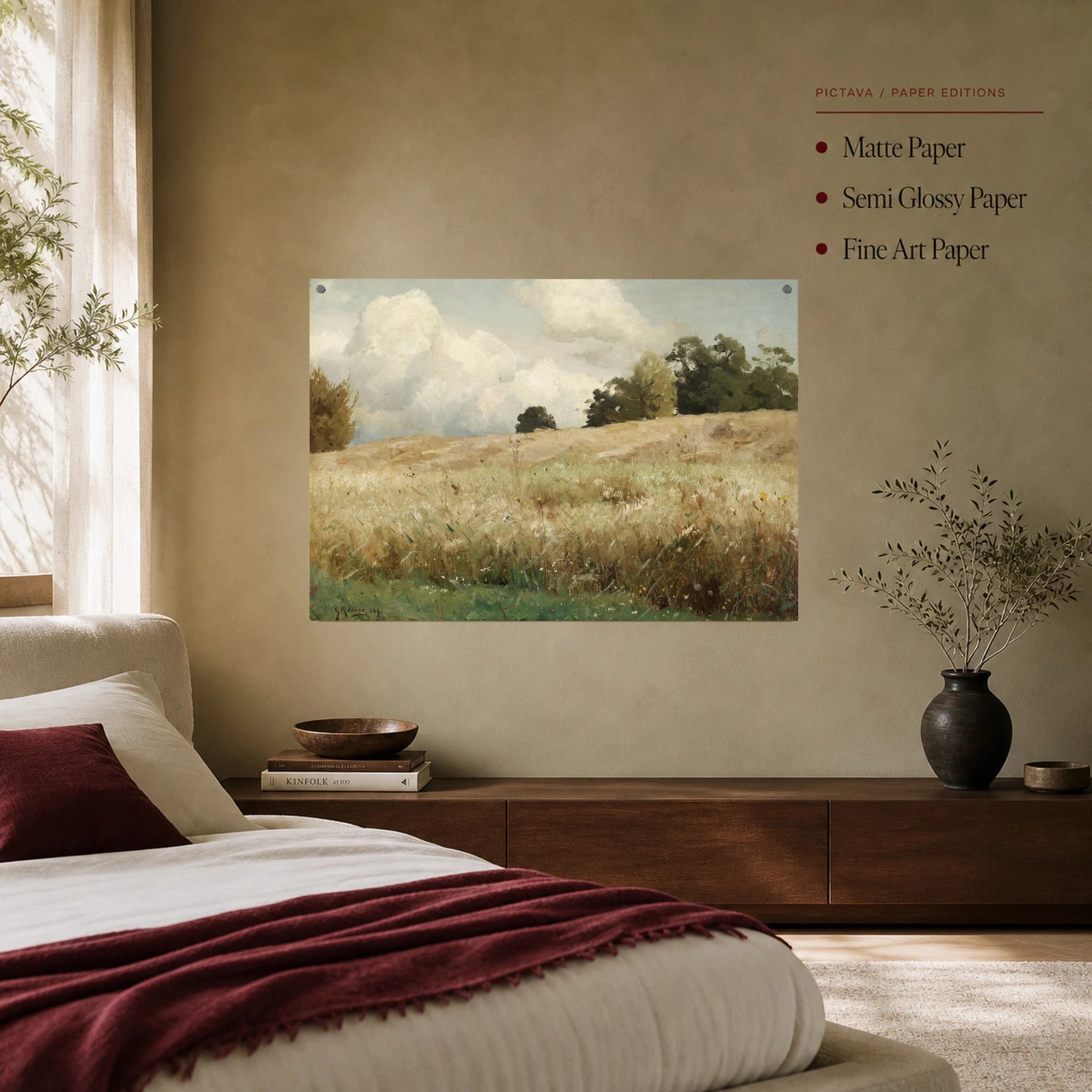 Landscape with Wheat Field and Clouds Fine Art Canvas Print, view 7