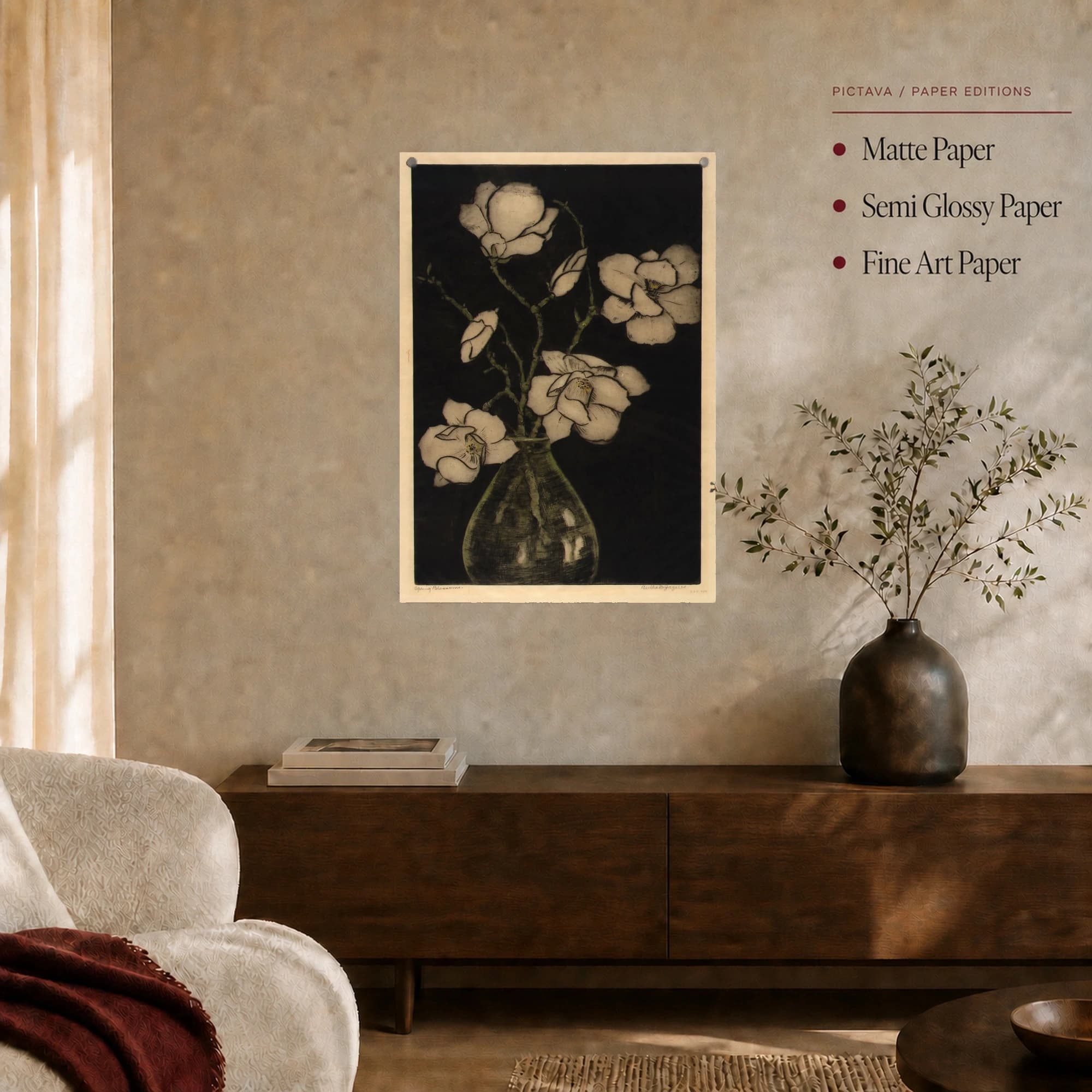 Spring Blossoms Botanical Etching Wall Art, view 6