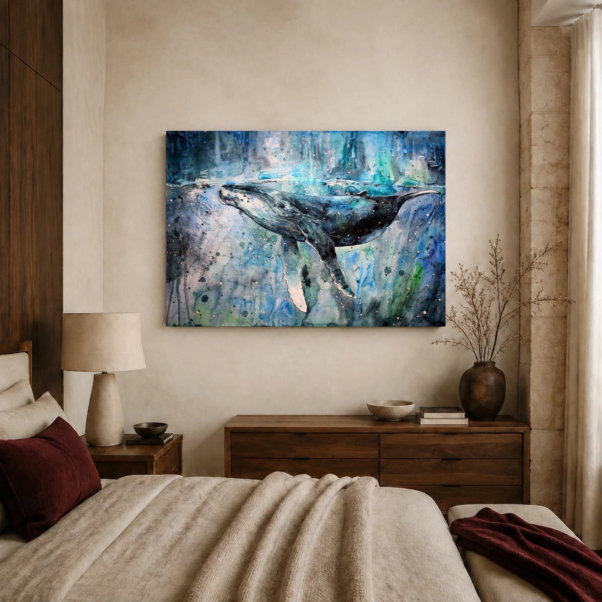 Humpback Whale Watercolor Ocean Print, view 8