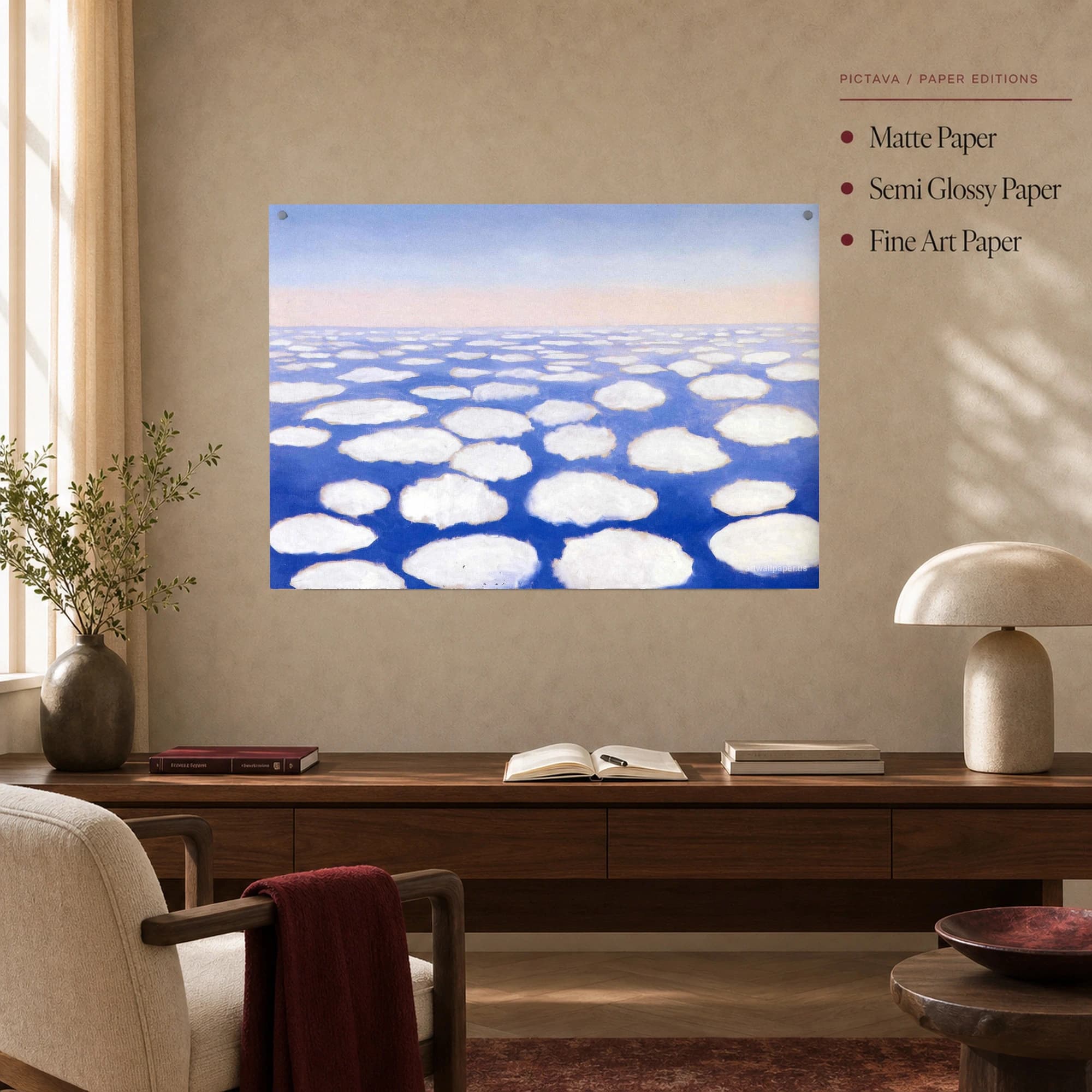 Surreal Blue Sky Floating Clouds Landscape Wall Art, view 5