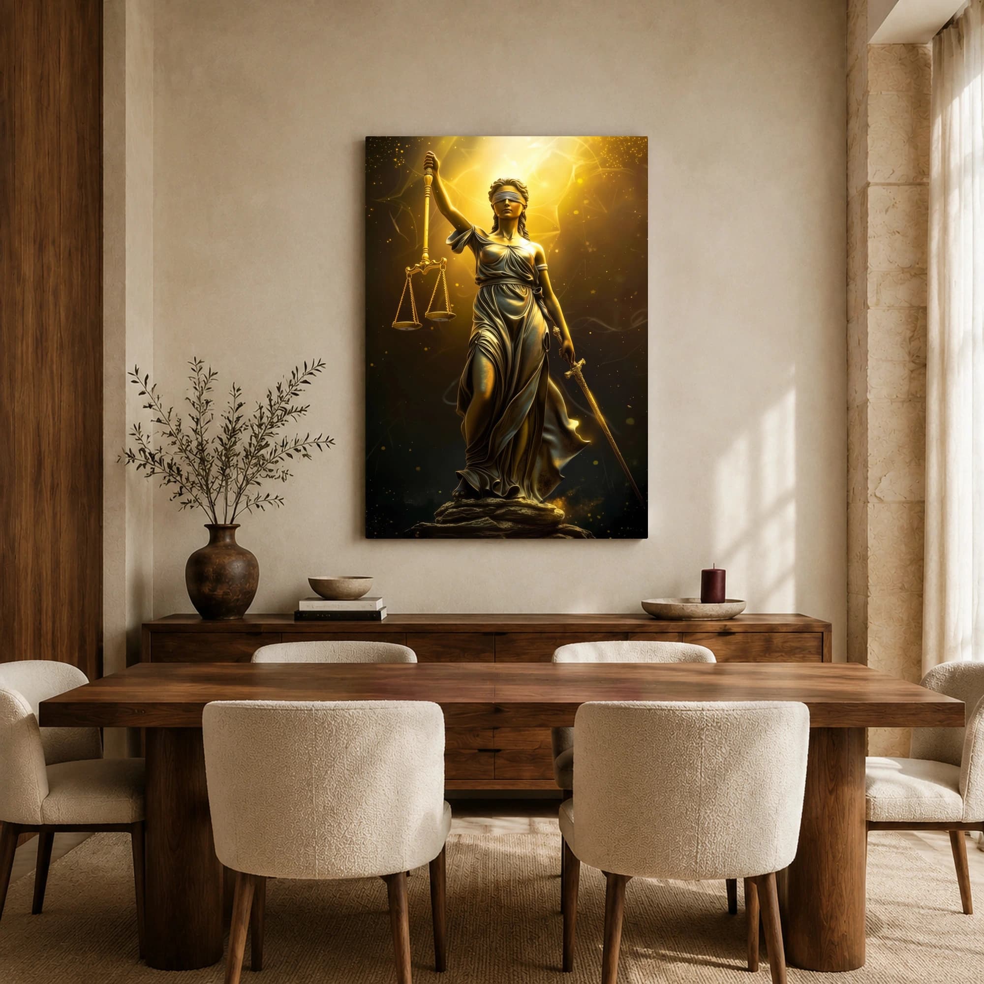 Golden Scales of Justice Lady Justice Wall Art, view 4
