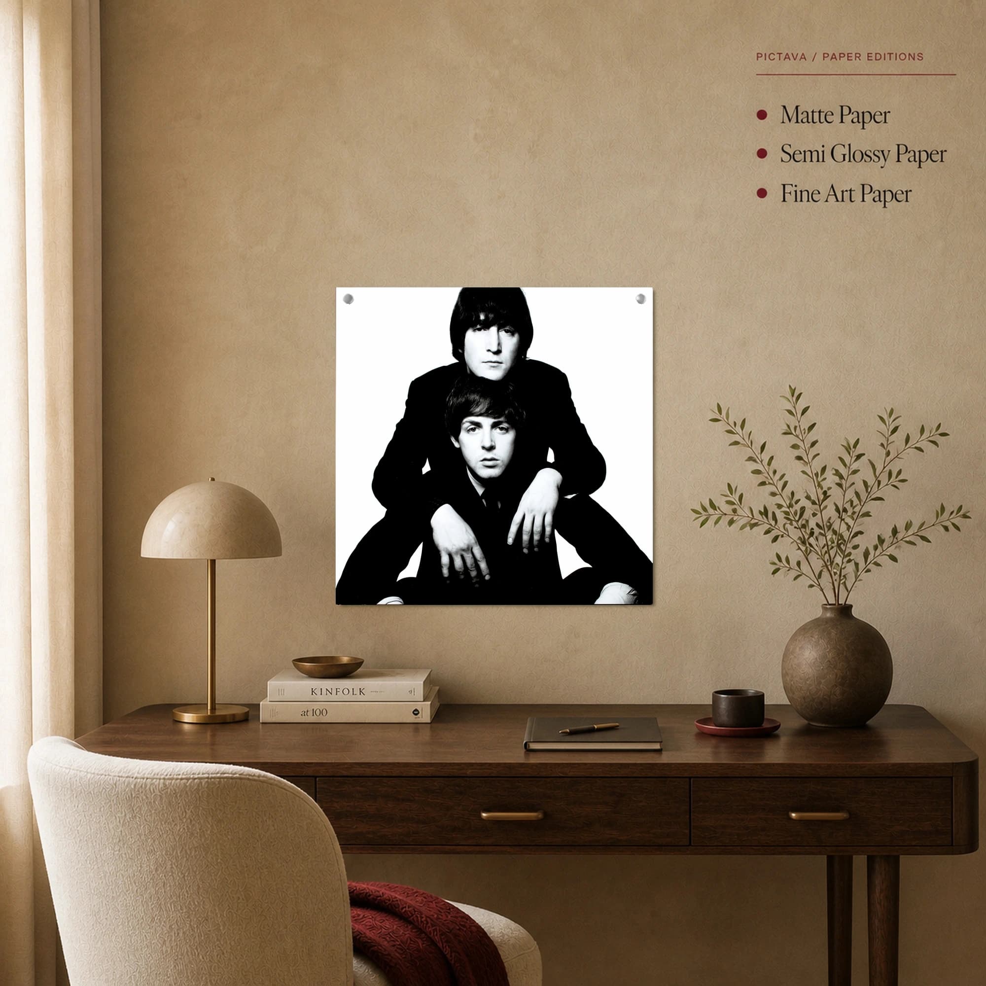 John Lennon and Paul McCartney Iconic Black and White Portrait, view 2
