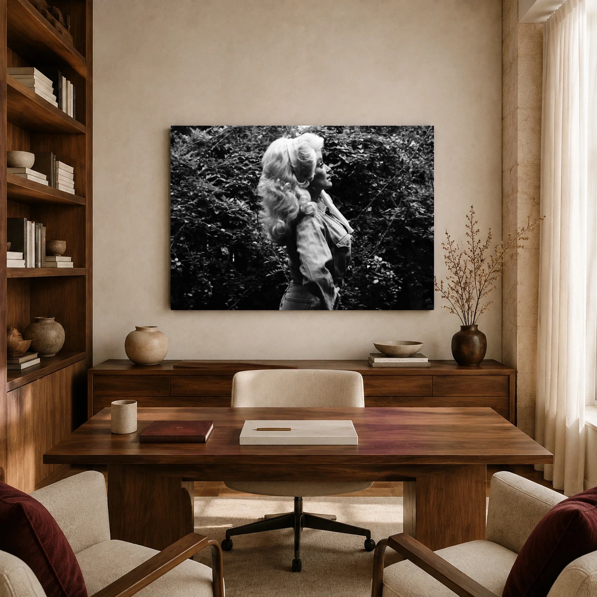 Dolly Parton Black and White Profile Portrait Wall Art, view 8