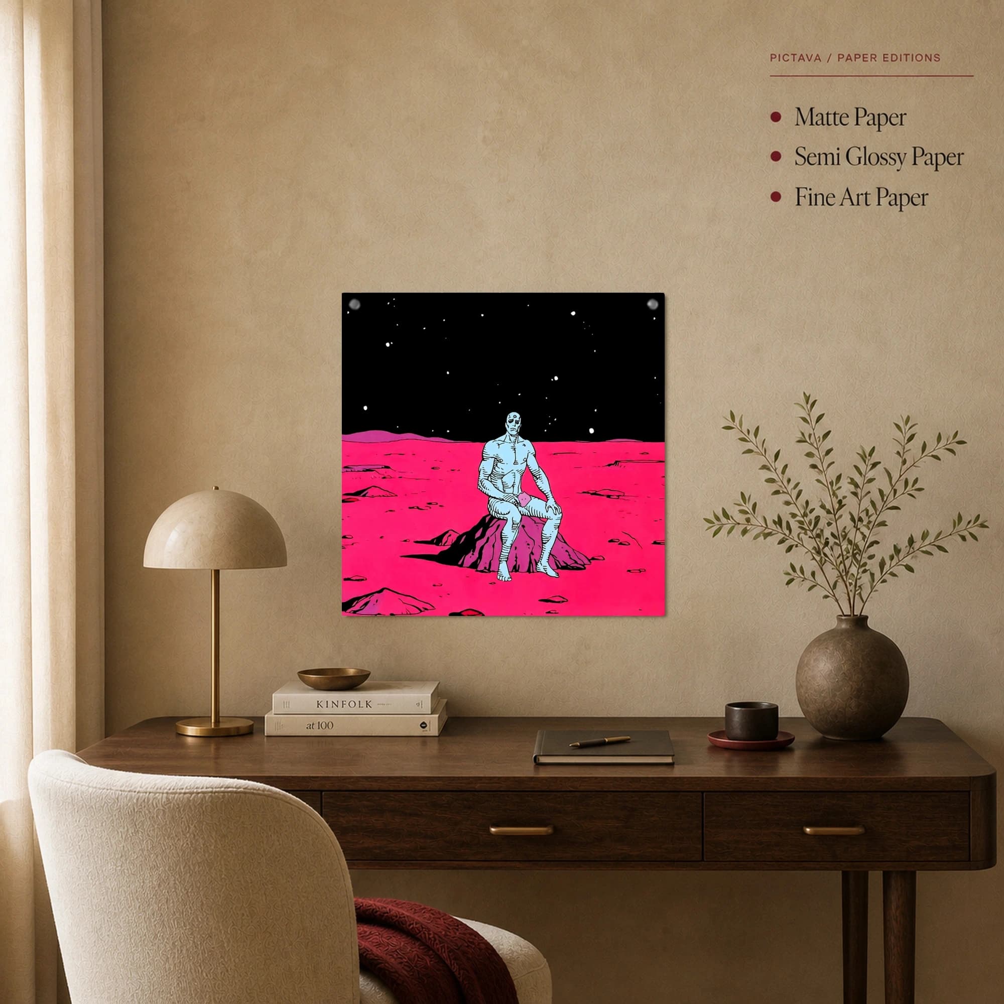 Sci-Fi Blue Man on Martian Landscape Canvas Print, view 2