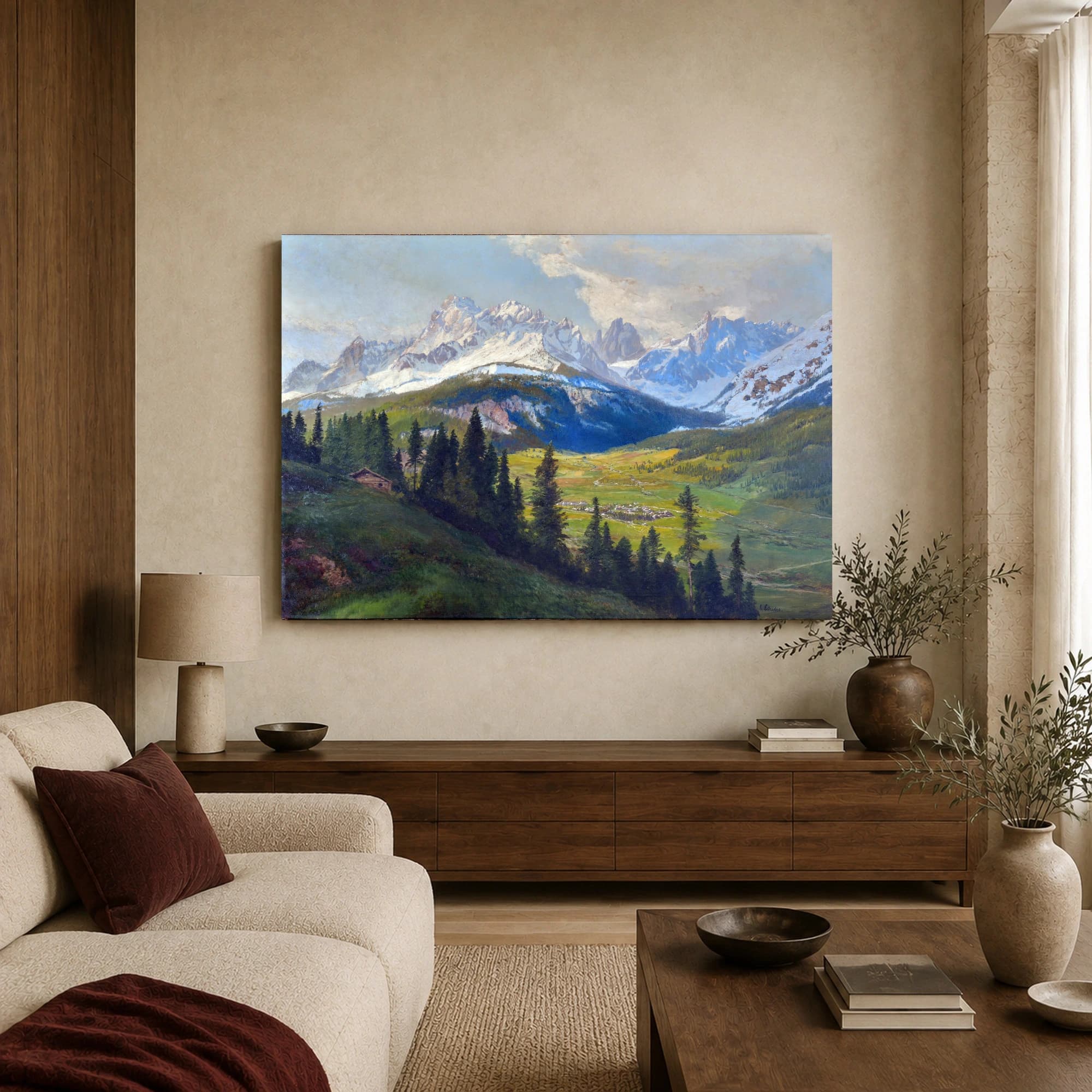 Alpine Valley Landscape Framed Canvas Art, view 3