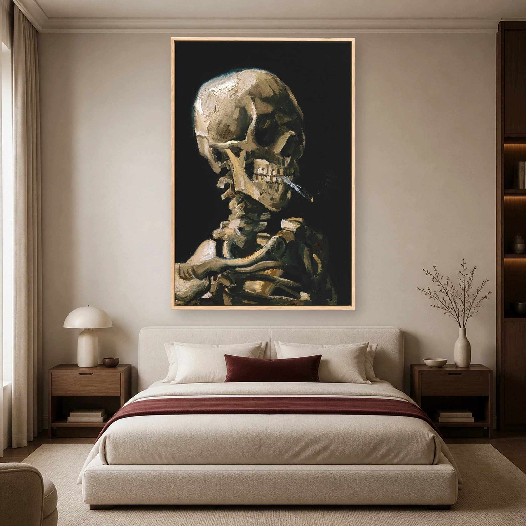 Skull with a Burning Cigarette Van Gogh Fine Art Print, view 4