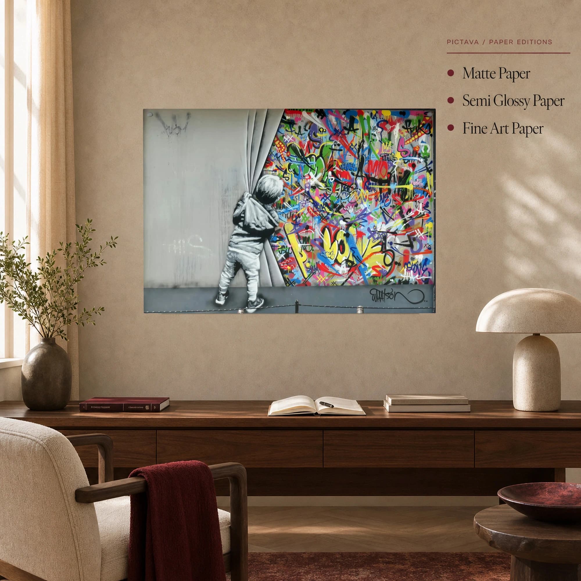 Peeling Back Color Graffiti Street Art Canvas Print, view 4