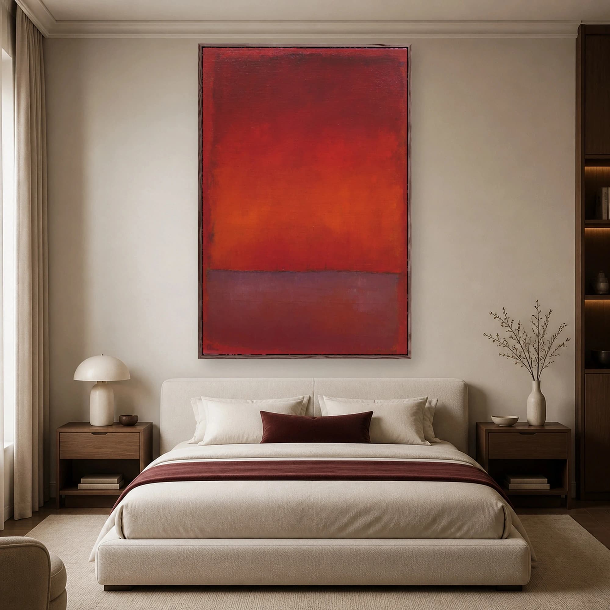 Crimson Horizon Color Field Abstract Wall Art, view 4