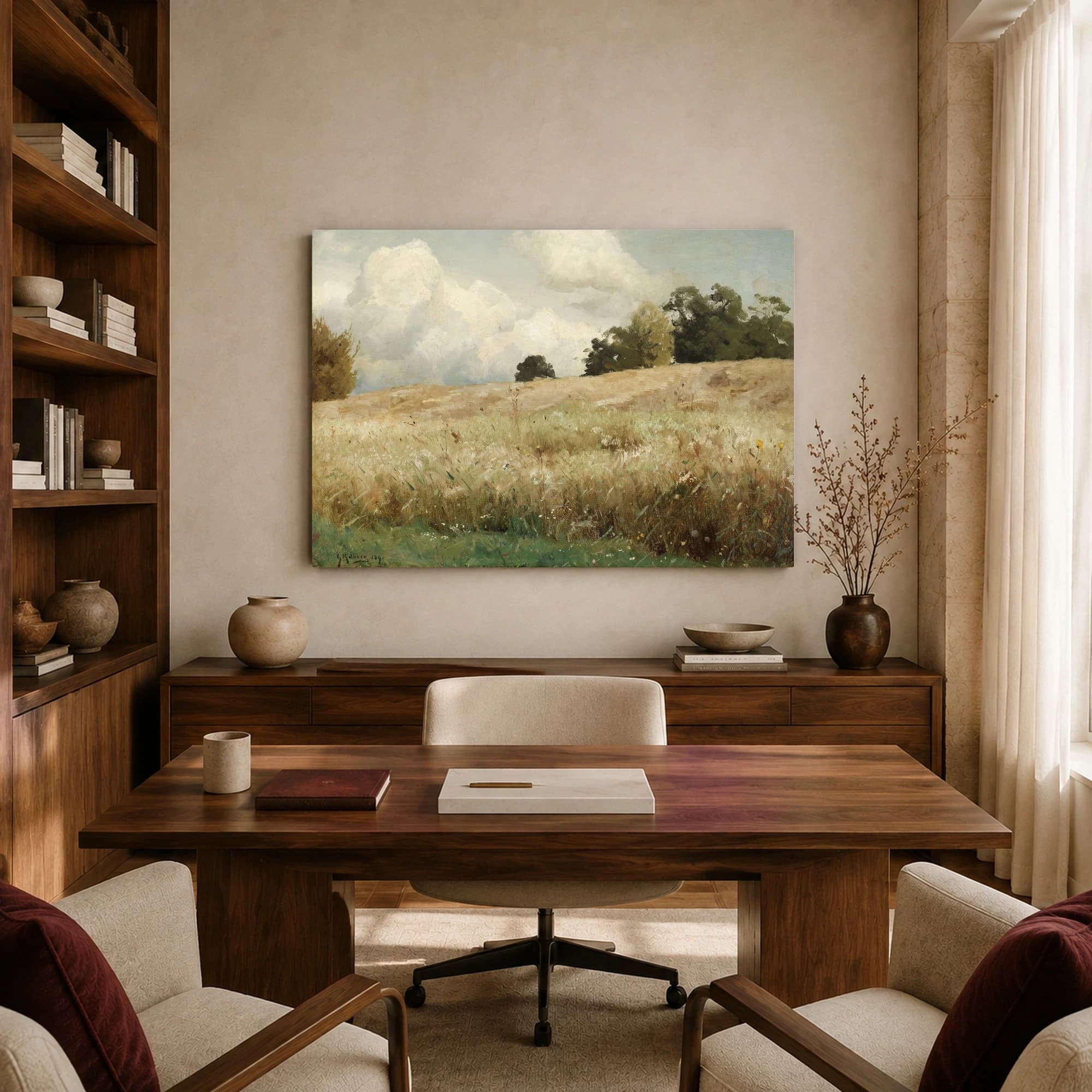 Landscape with Wheat Field and Clouds Fine Art Canvas Print, view 8