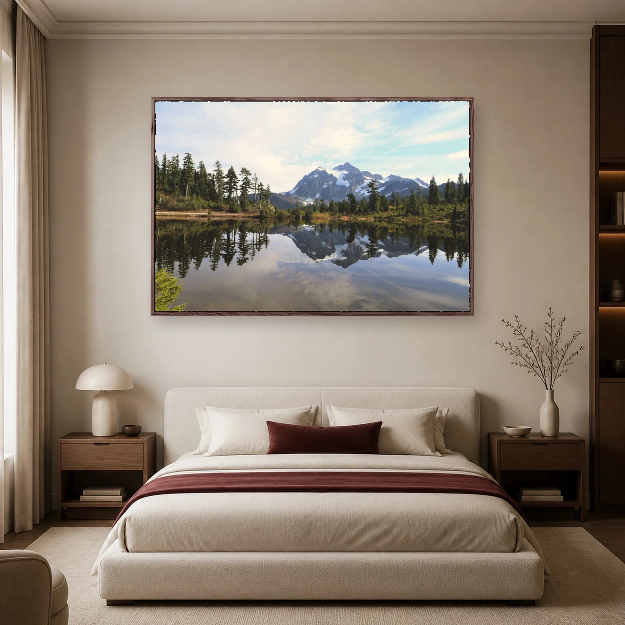 Alpine Mirror Reflection Mountain Landscape Canvas Print, view 5