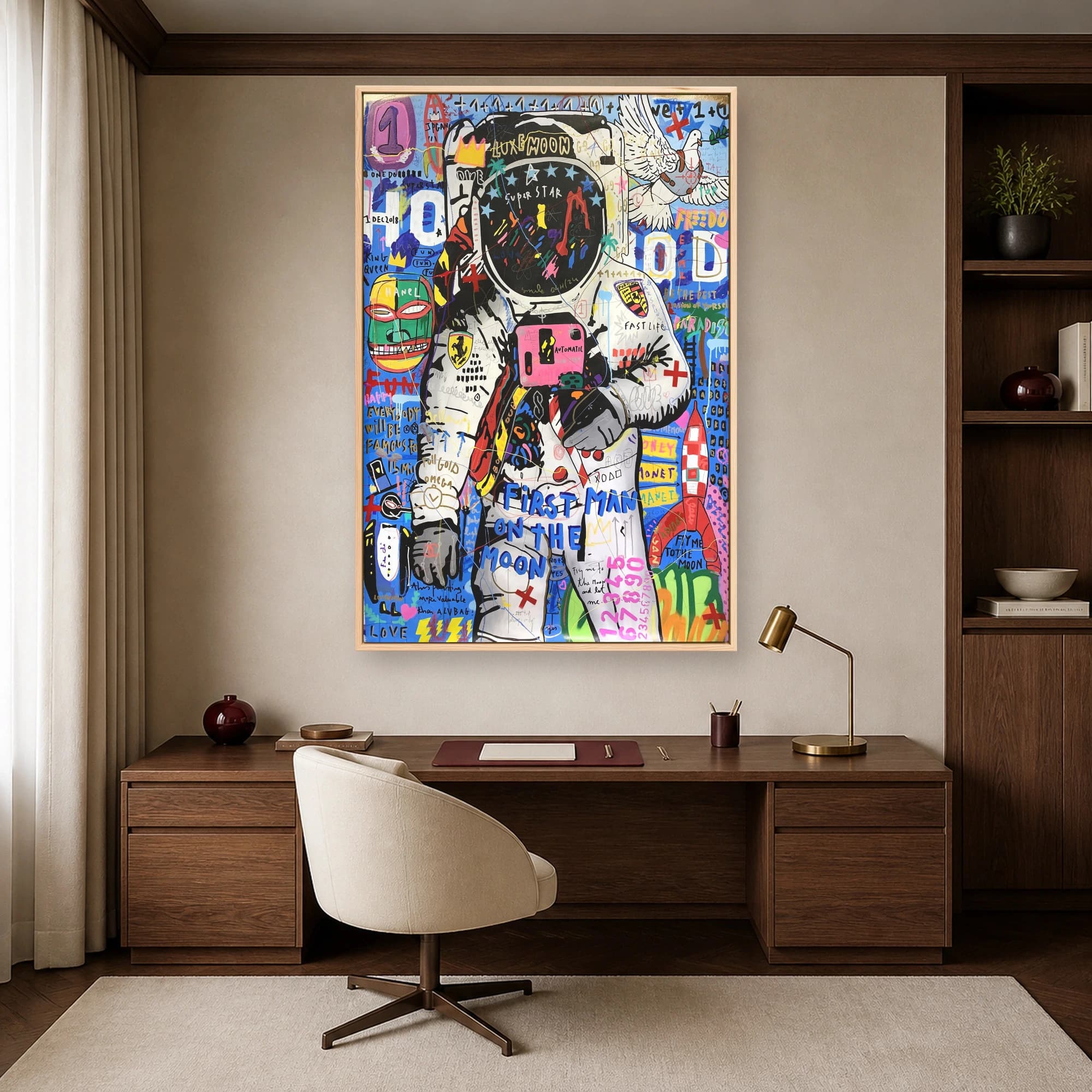 First Man On The Moon Astronaut Pop Art Canvas Print, view 5
