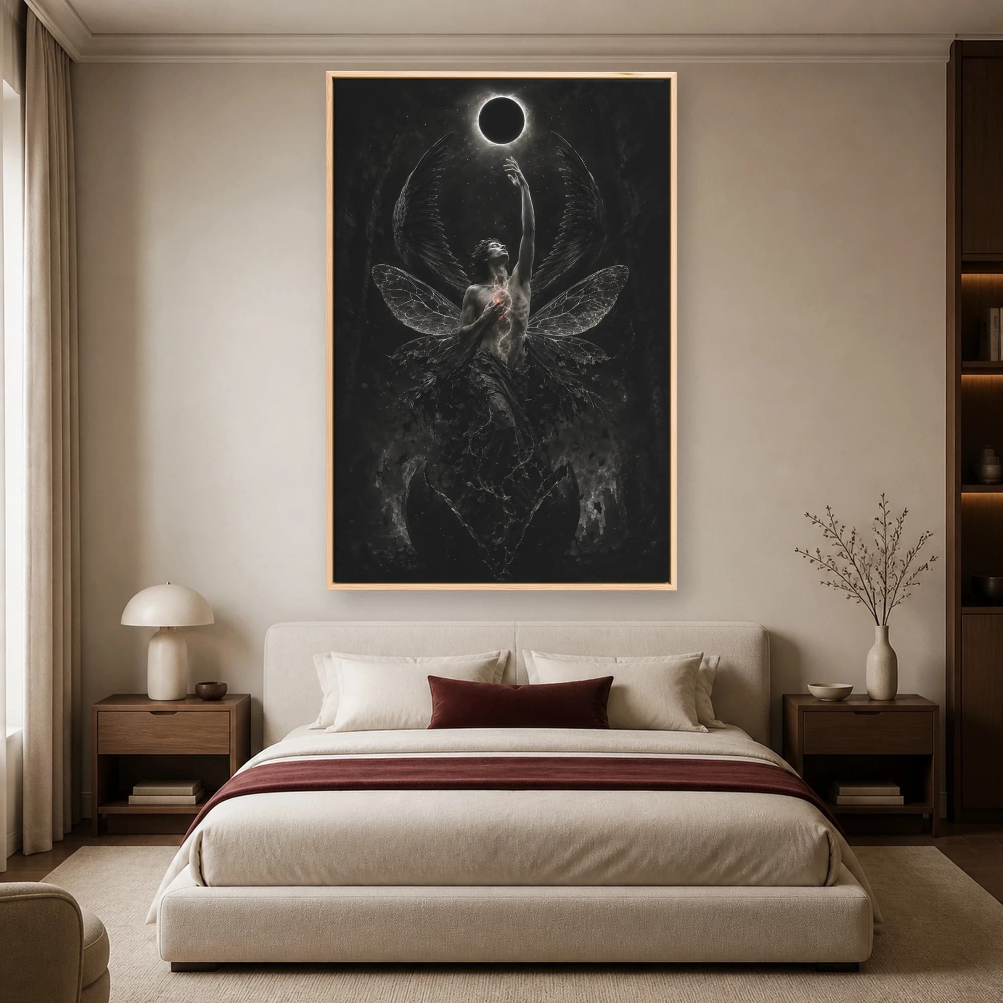 Eclipse of Ascent Dark Fantasy Winged Figure Wall Art, view 4
