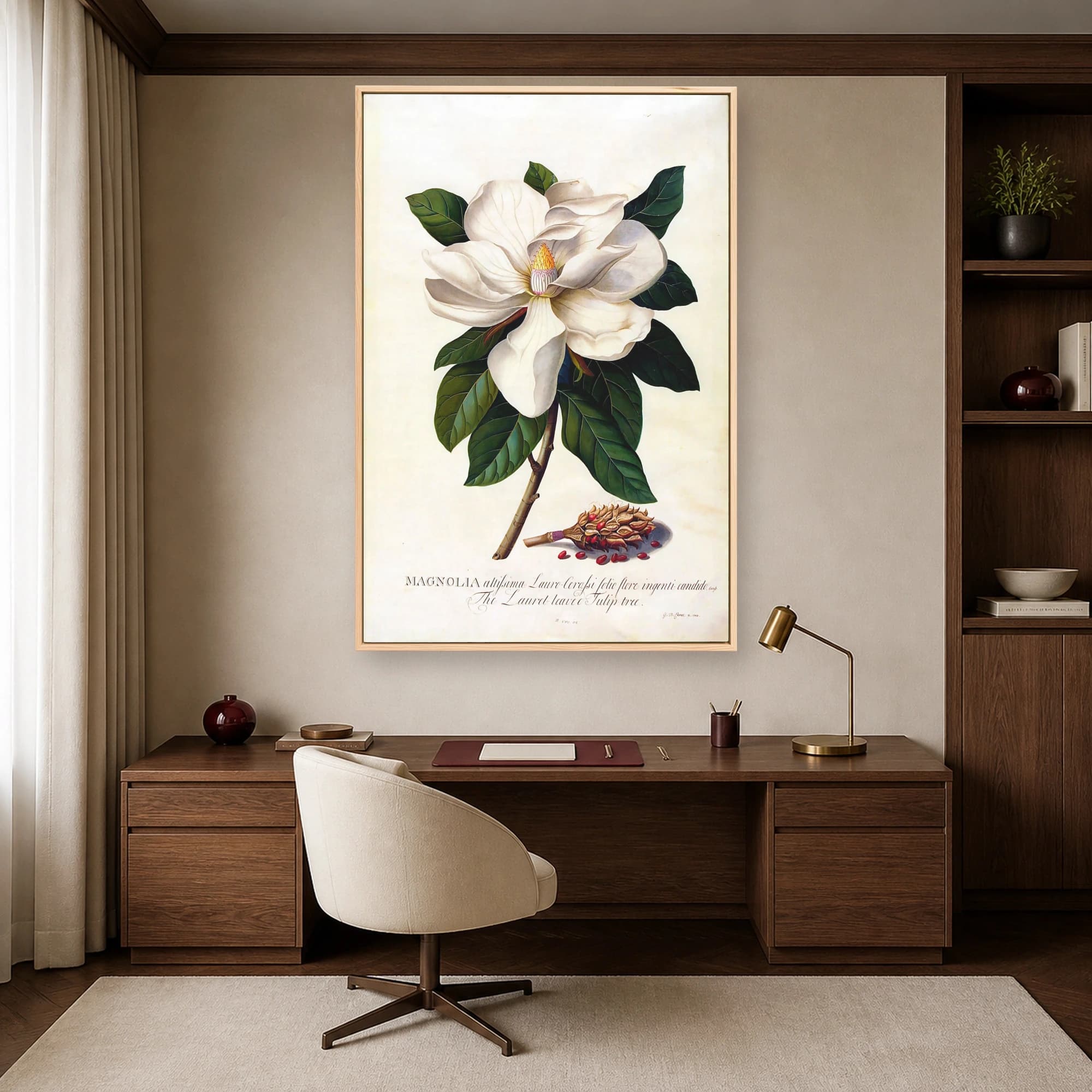 Vintage Botanical Magnolia Flower Print, view 4