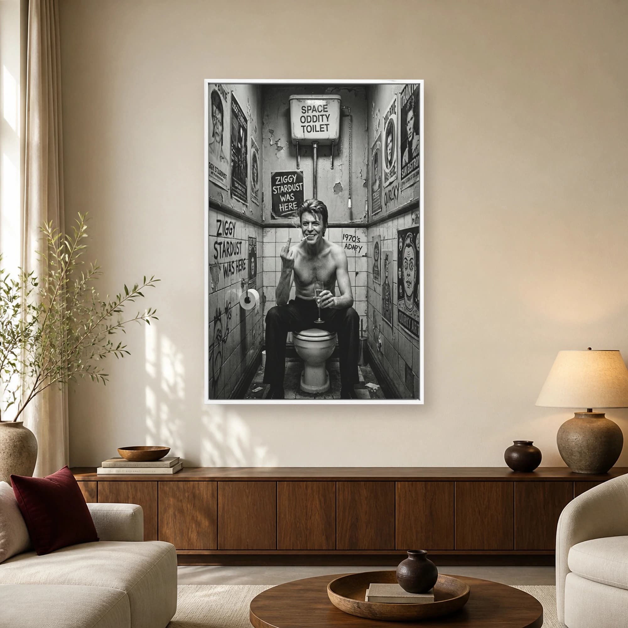 Ziggy Stardust Bathroom Toilet Parody Canvas Art, view 2