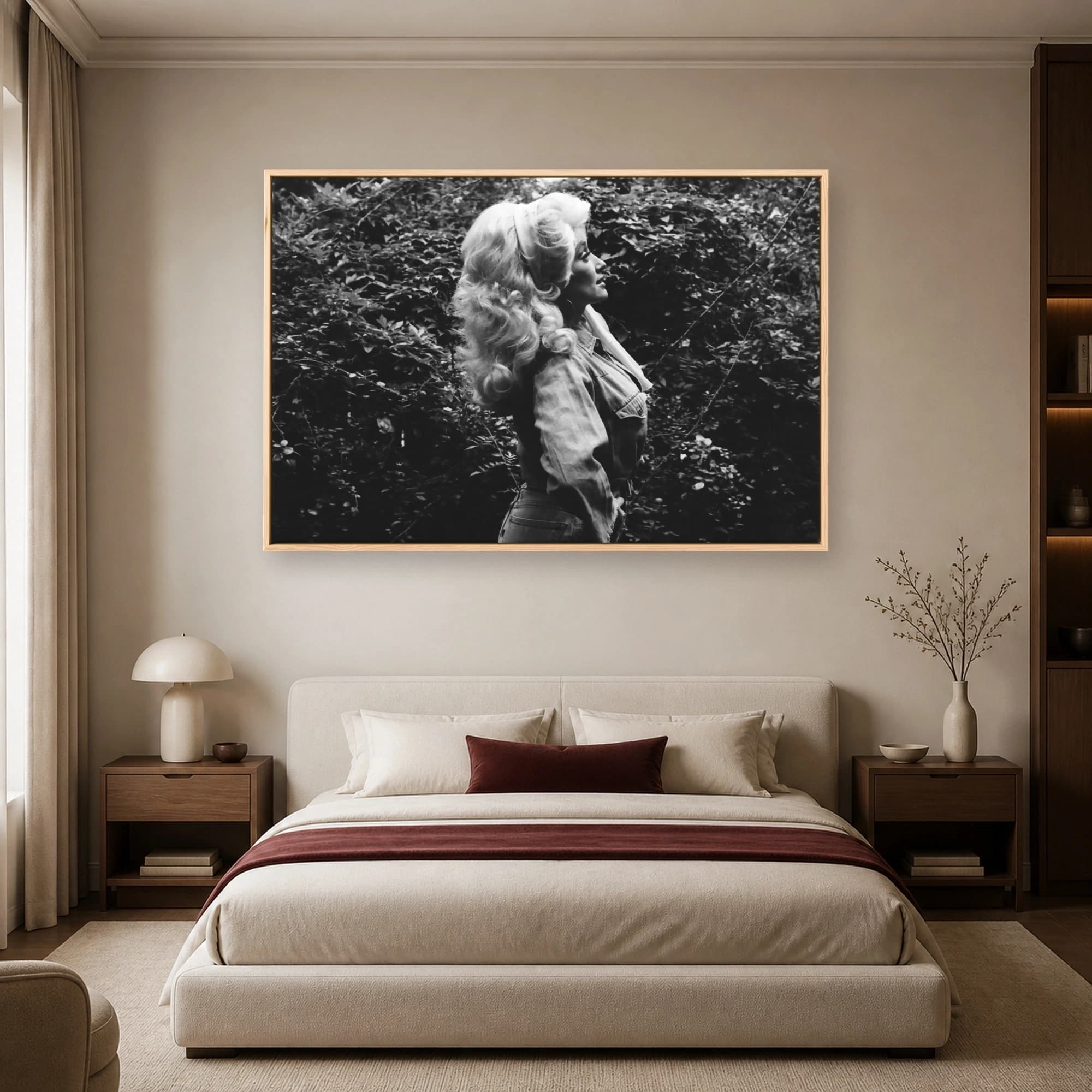 Dolly Parton Black and White Profile Portrait Wall Art, view 5