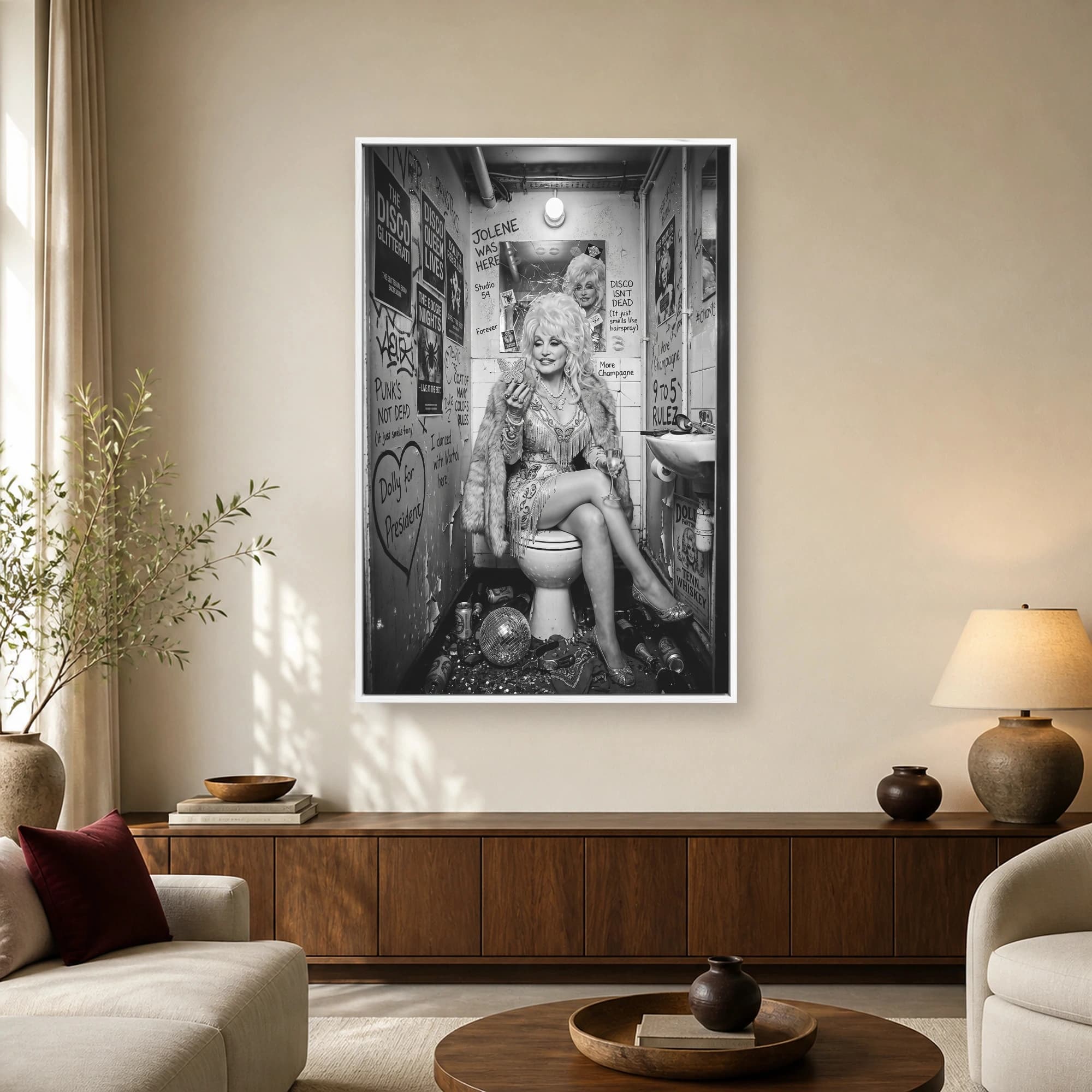 Dolly Parton Disco Bathroom Canvas Print & Poster Art, view 2