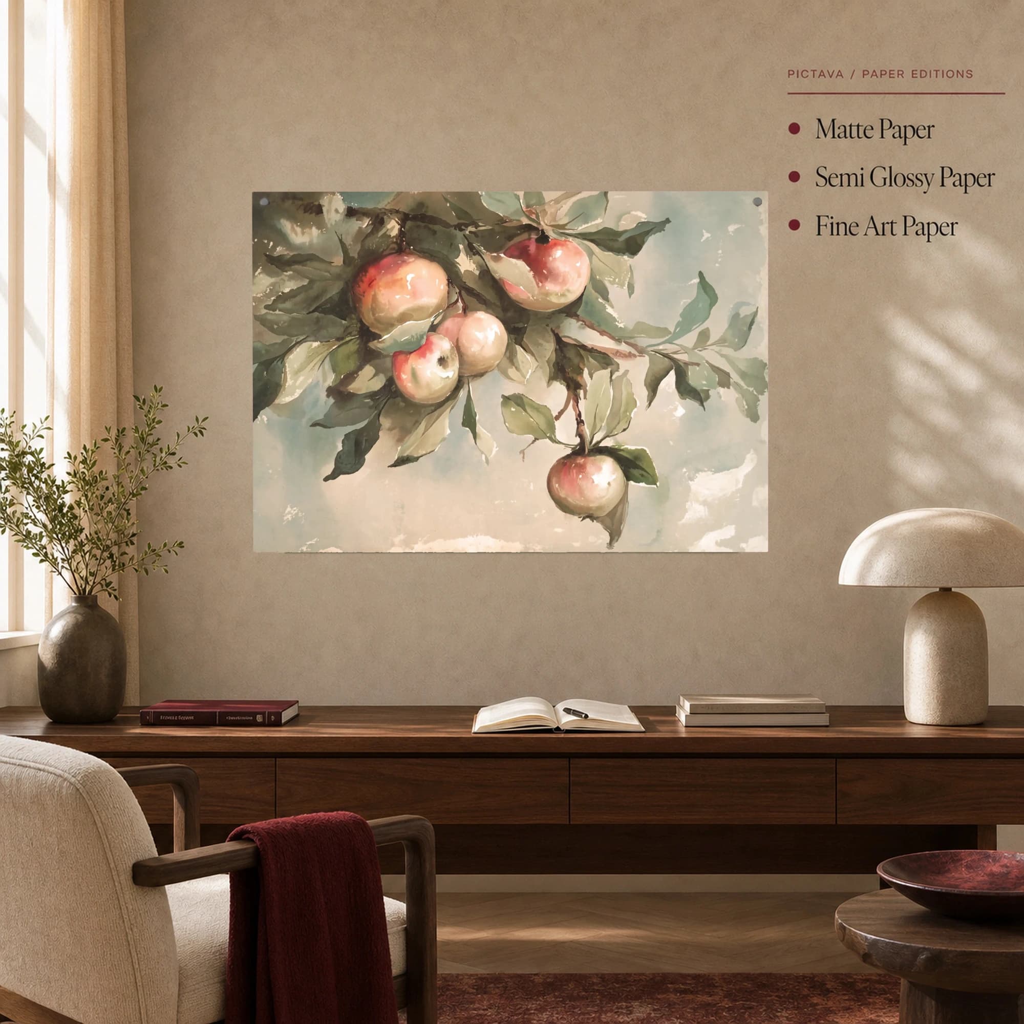Vintage Apple Branch Watercolor Print, view 6