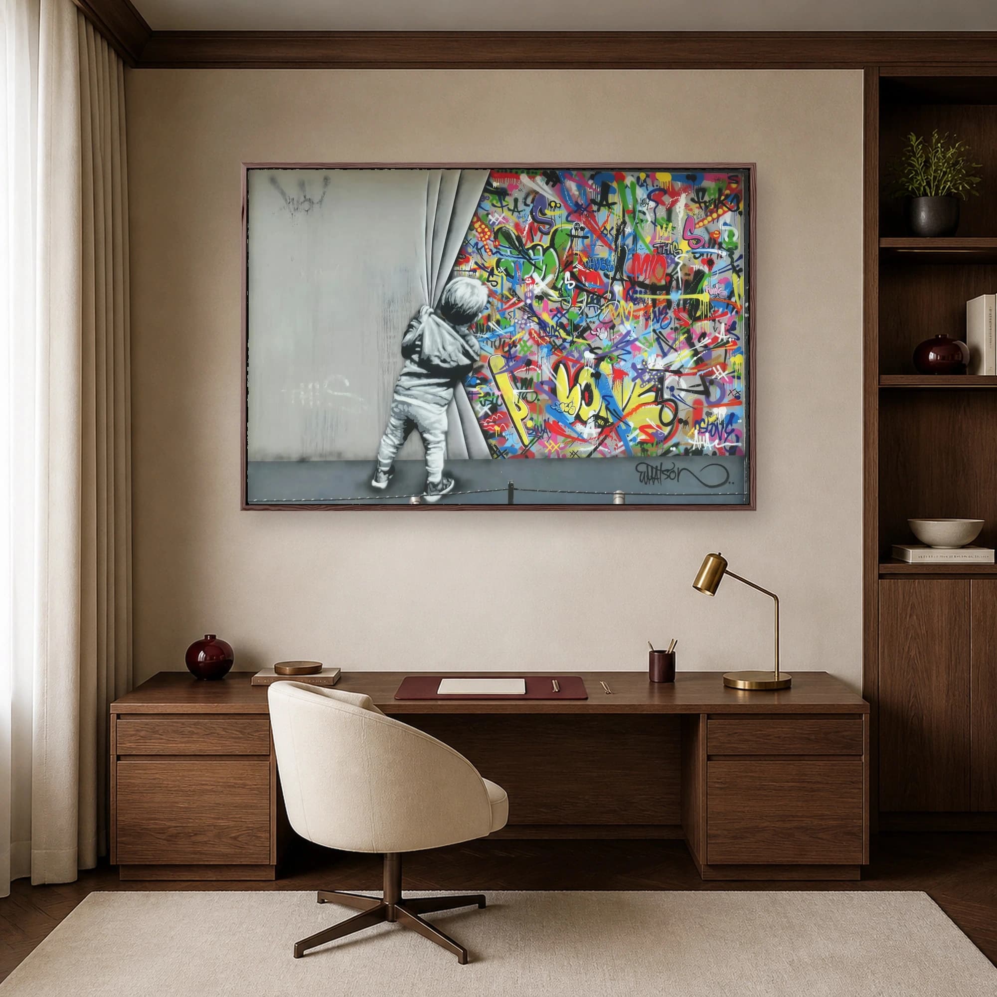 Peeling Back Color Graffiti Street Art Canvas Print, view 6