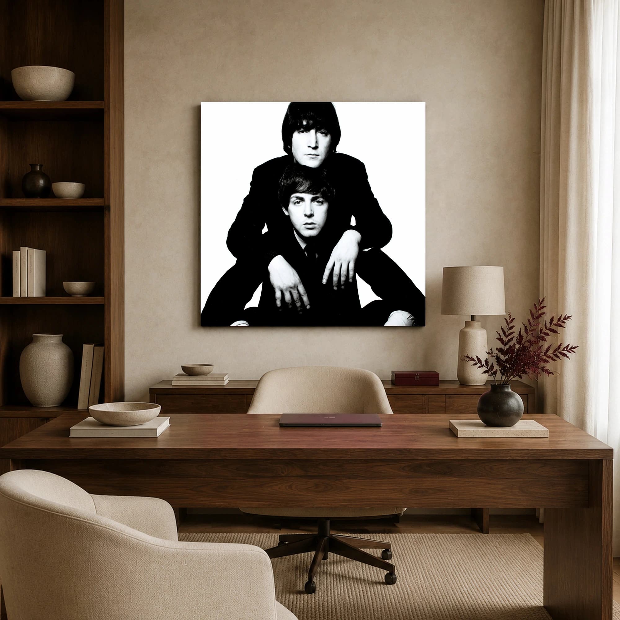 John Lennon and Paul McCartney Iconic Black and White Portrait, view 4