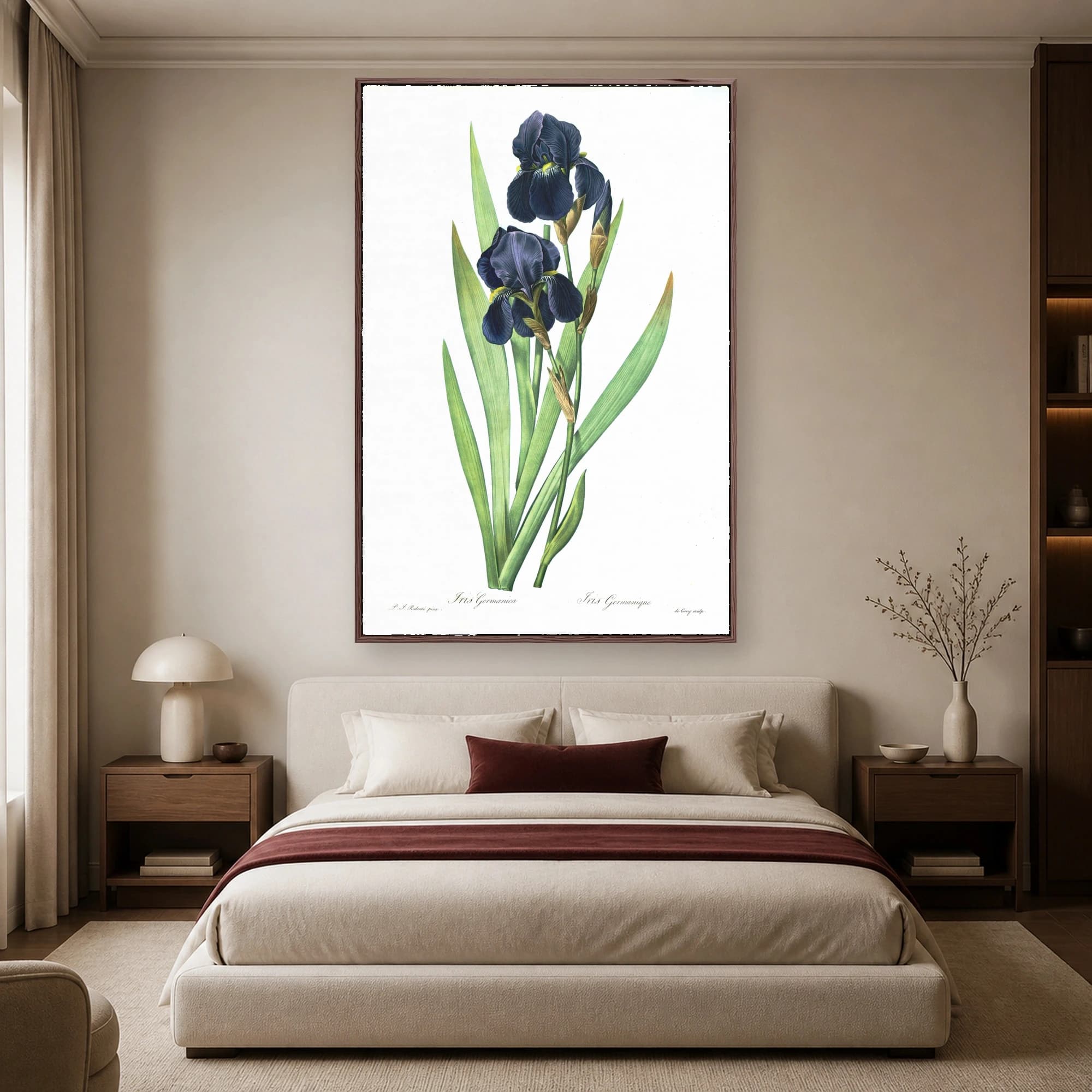 Vintage Iris Germanica Botanical Print Wall Art, view 3